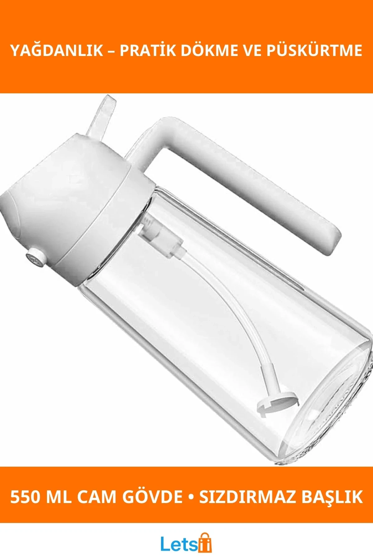 Çift Fonksiyonlu Sızdırmaz Cam Yağdanlık 550 ml