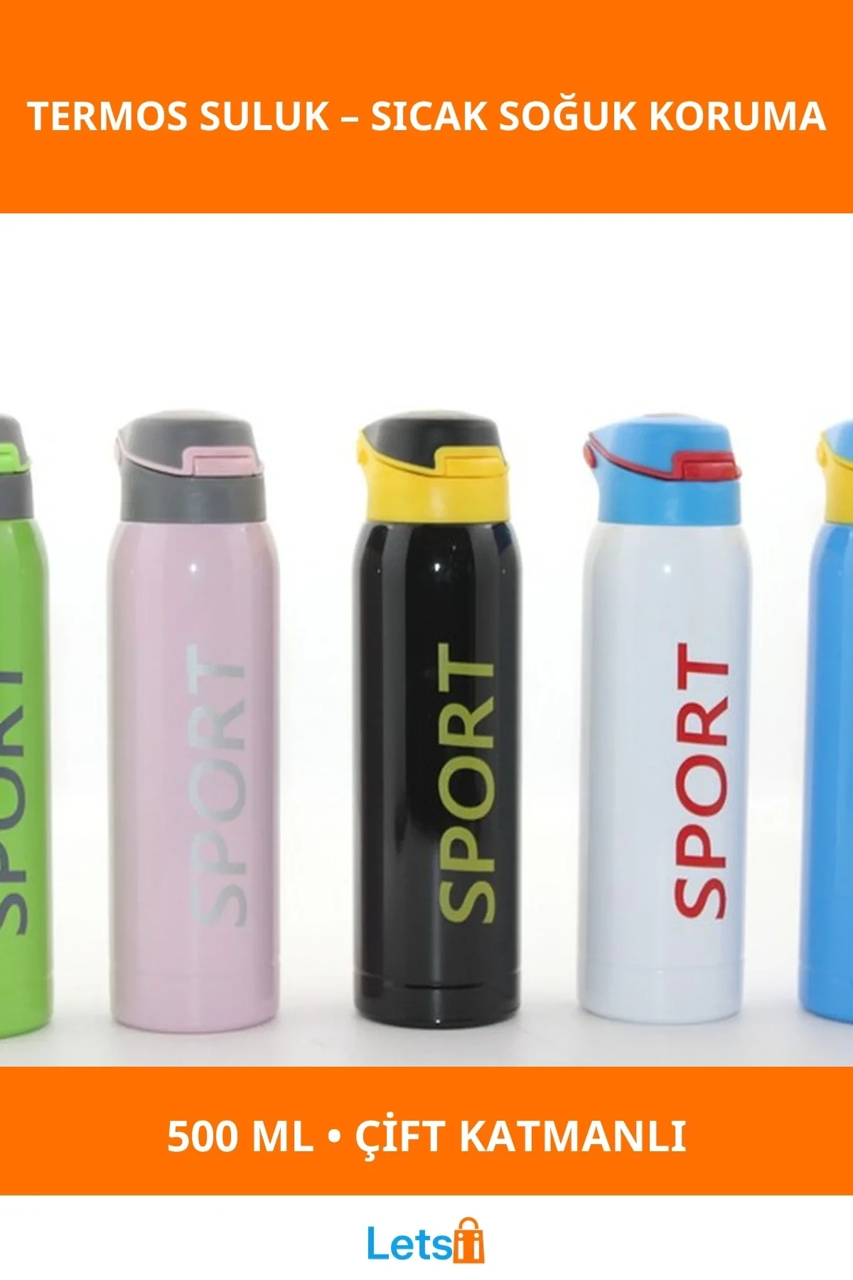 Çift Katmanlı Paslanmaz Çelik Termos Suluk 500 ml Sızdırmaz