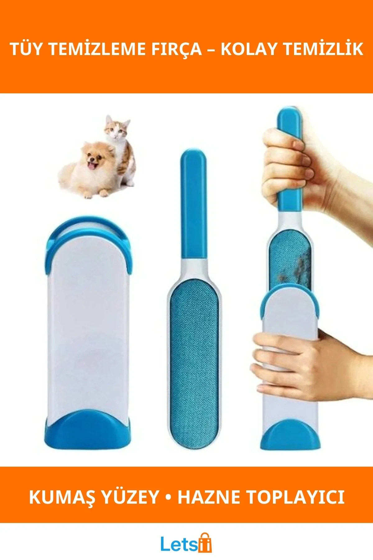 Çift Taraflı Pratik Uzun Ömürlü Tüy Temizleme Fırçası 2 Adet