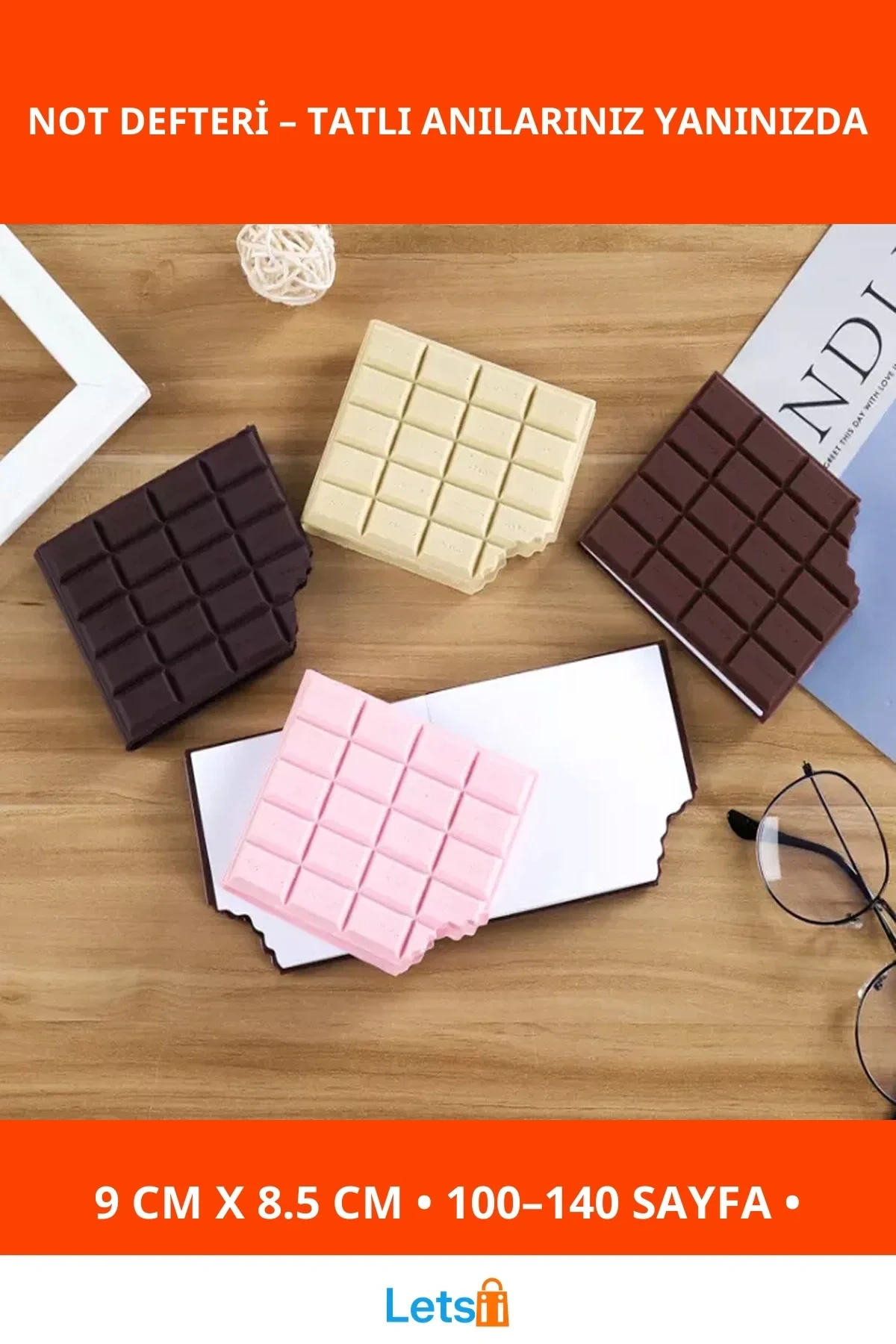 Çikolata Görünümlü Kokulu Not Defteri Tatlı Tasarım ve Şık Kapak