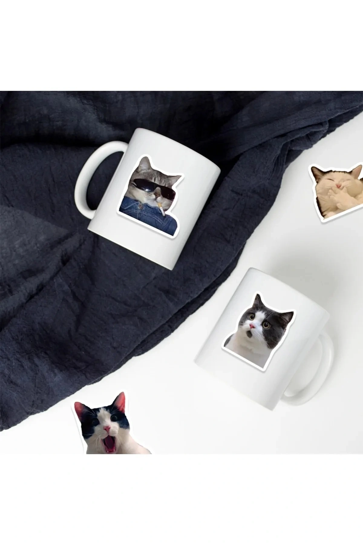 Çılgın Kediler Temalı Yerli Üretim Macbook Notebook Tablet Telefon Sticker Seti