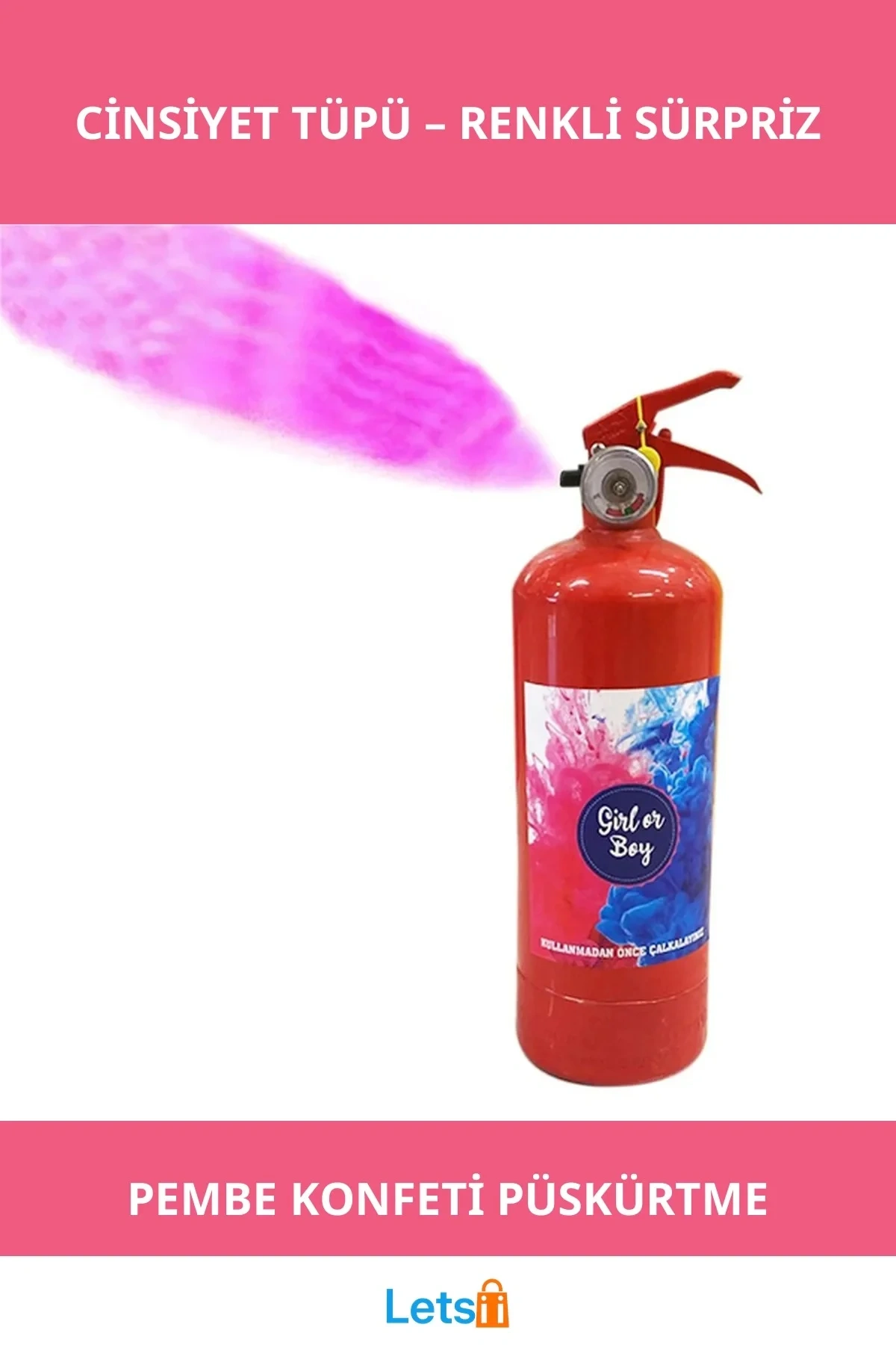 Cinsiyet Tüpü Pembe Renkli Eğlenceli Gender Reveal Partisi Ürünü