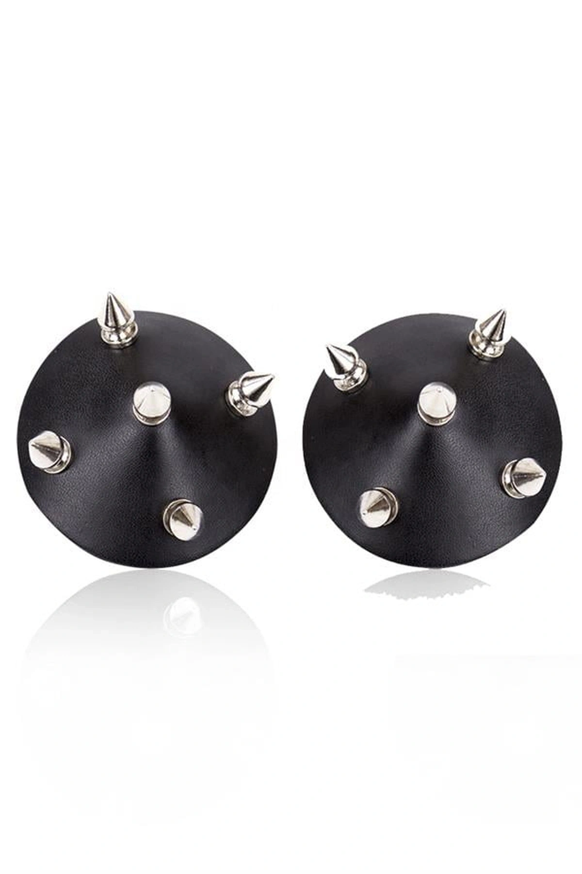 Çivili Deri Fantezi Göğüs Ucu Kapatıcı Siyah Renk