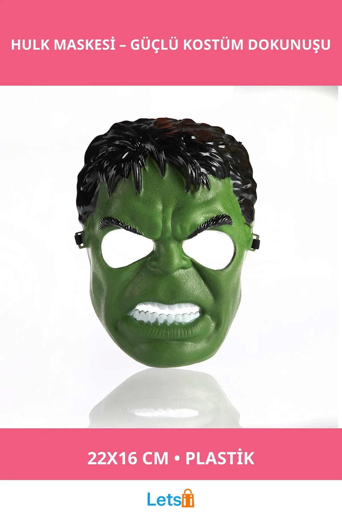 Çocuklar için Hulk Maskesi 22 cm 1 Adet Plastik
