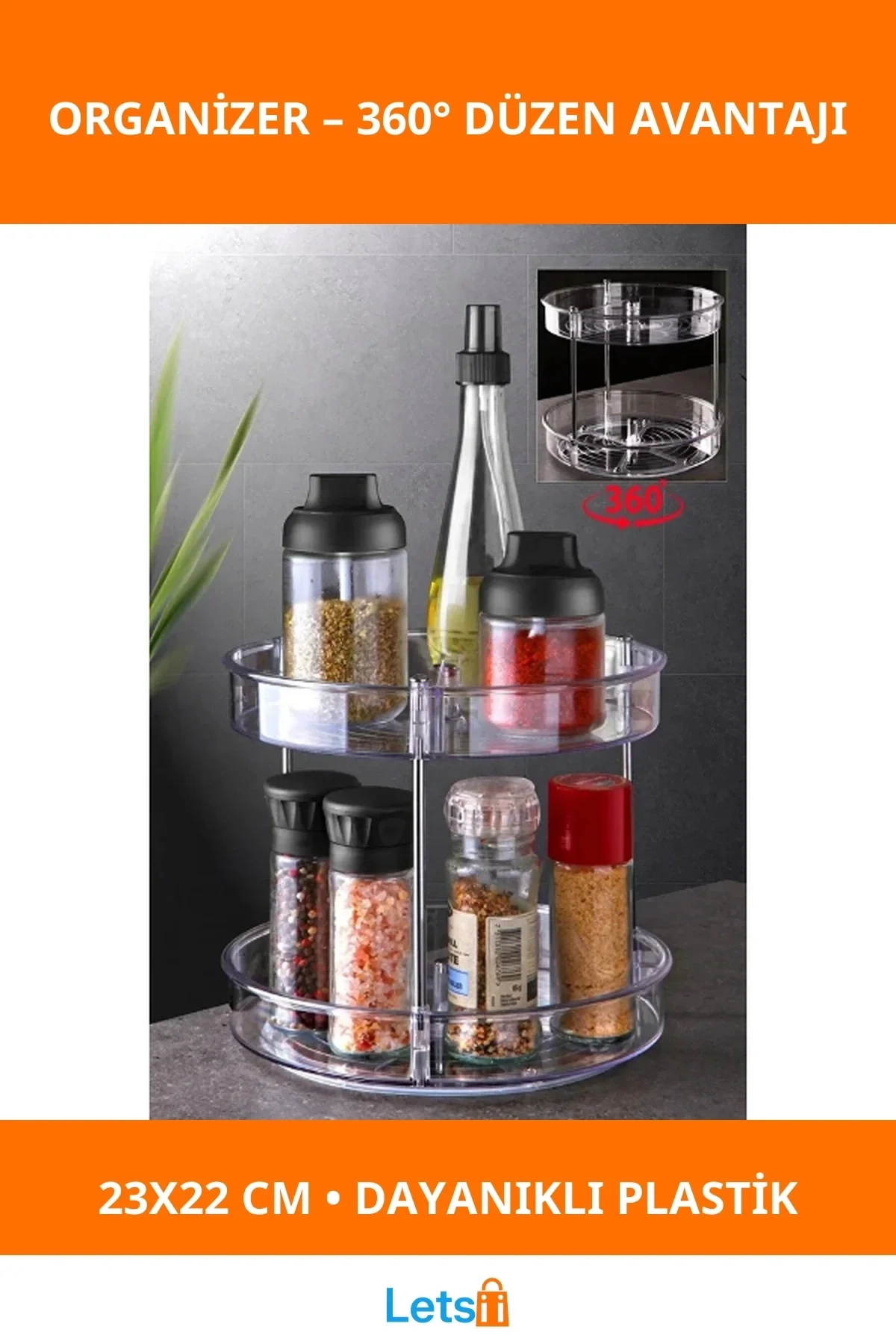 Çok Amaçlı Dönebilen 2 Katlı Organizer Mutfak, Banyo, Ofis Düzenleyici