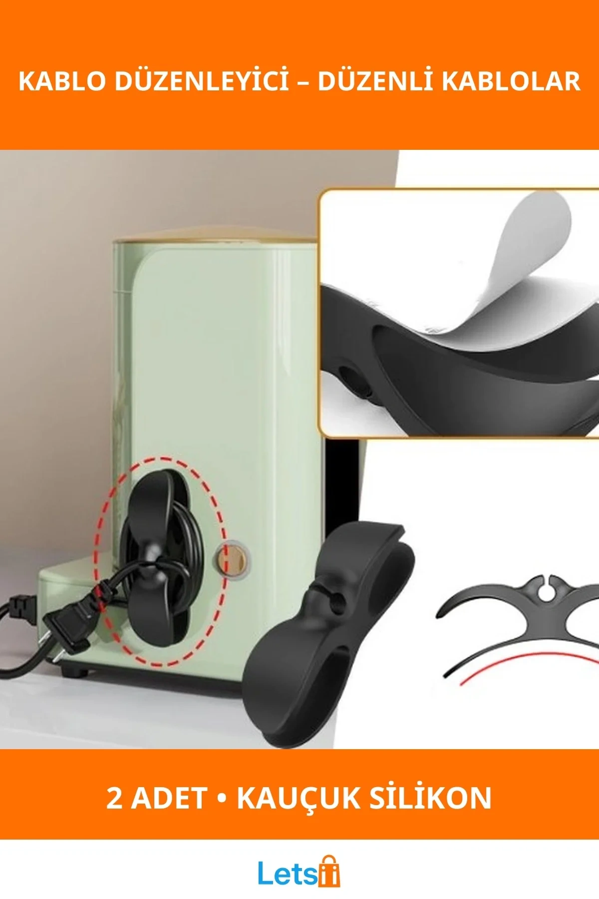 Çok Amaçlı Kablo Düzenleyici 2 Adet Siyah