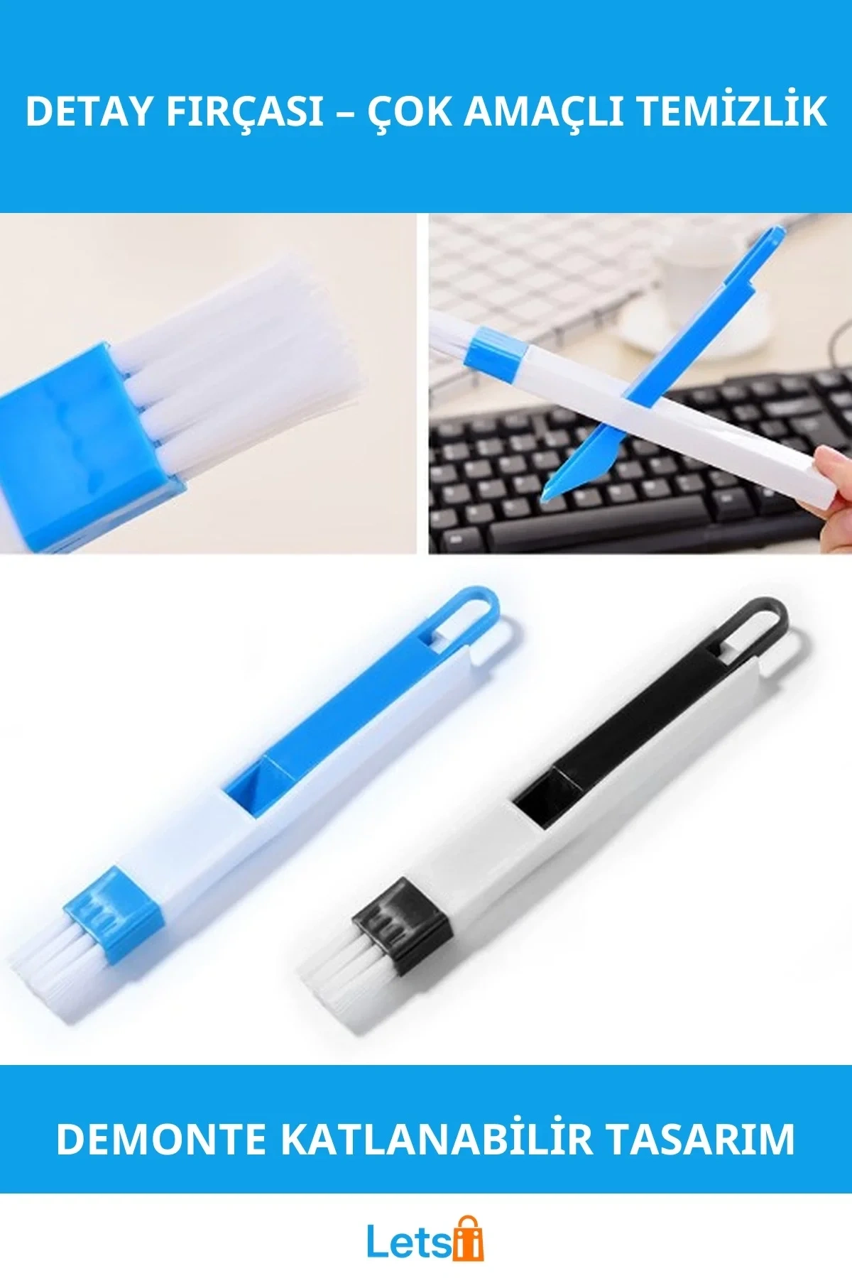 Çok Amaçlı Katlanabilir Detay Temizlik Fırçası