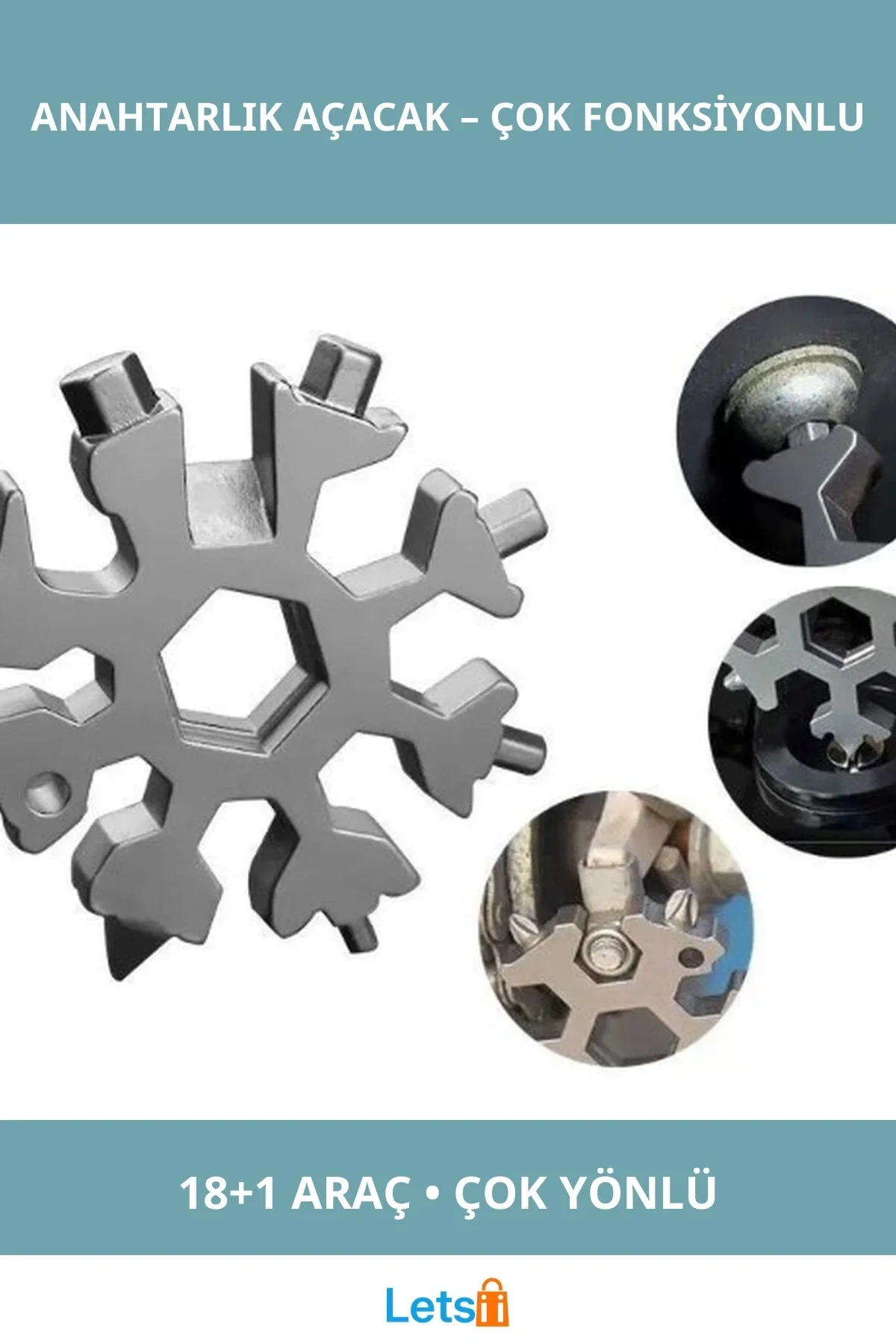 Çok Amaçlı Paslanmaz Çelik Kar Tanesi Anahtarlık Açacak