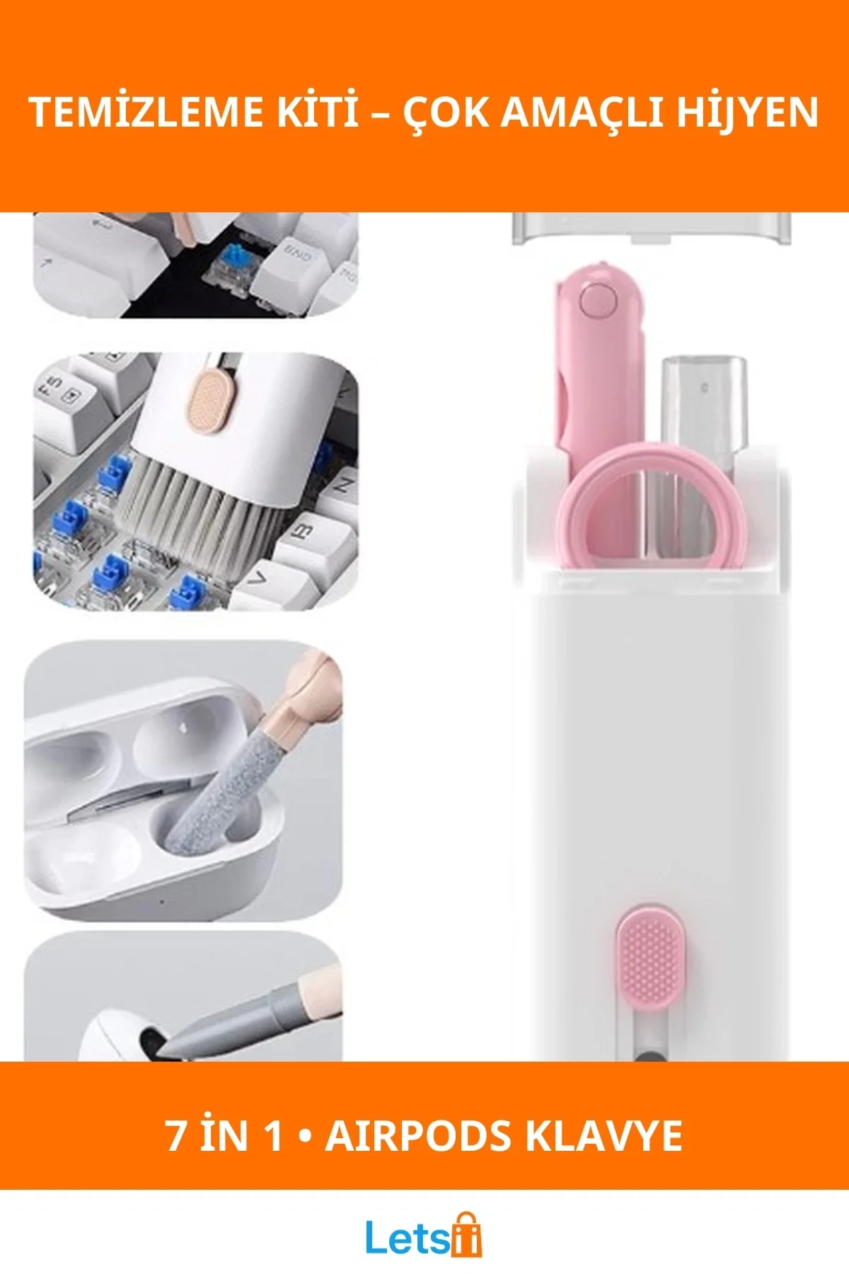 Çok Fonksiyonlu 7 in 1 Kulaklık, Klavye ve Ekran Temizleme Kiti