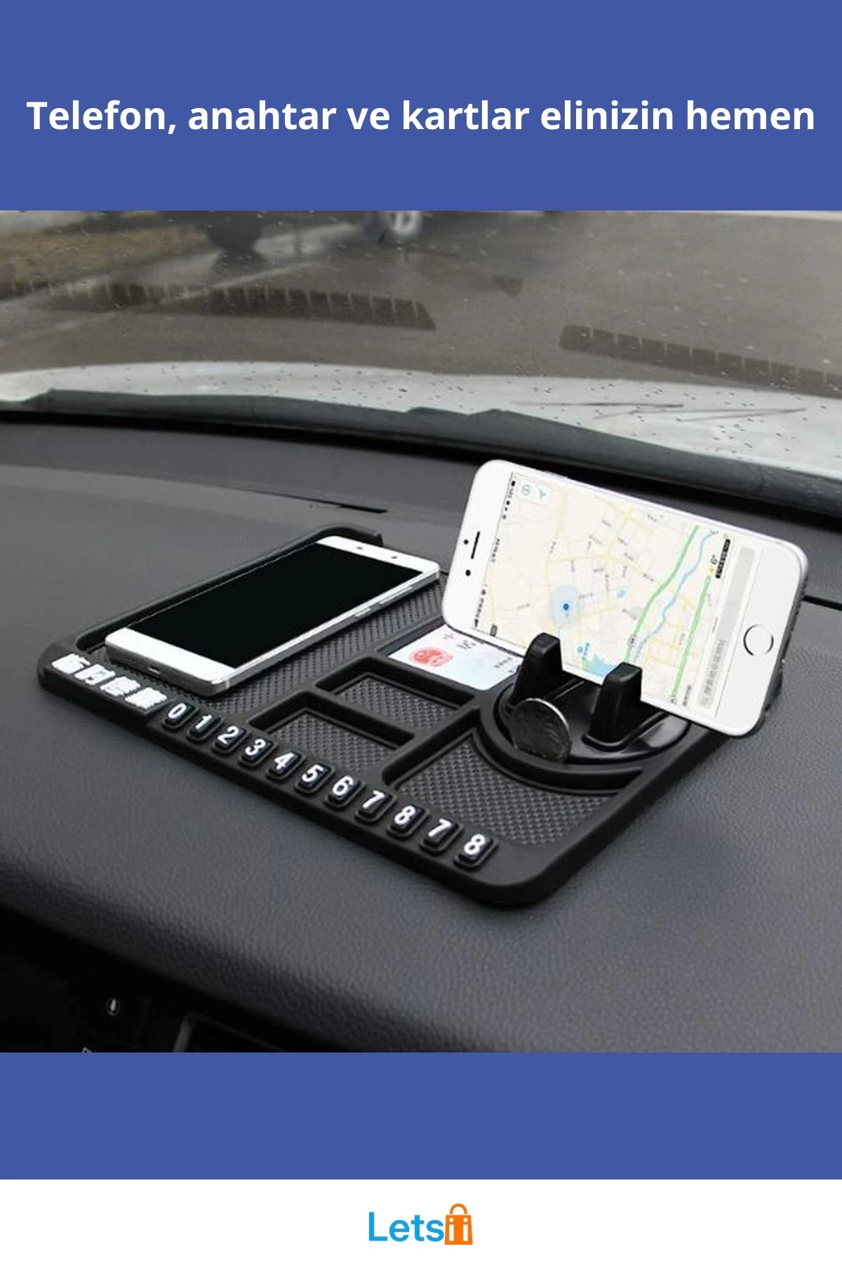 Çok Fonksiyonlu Kaydırmaz Araç İçi Telefon Tutucu 20x25 cm