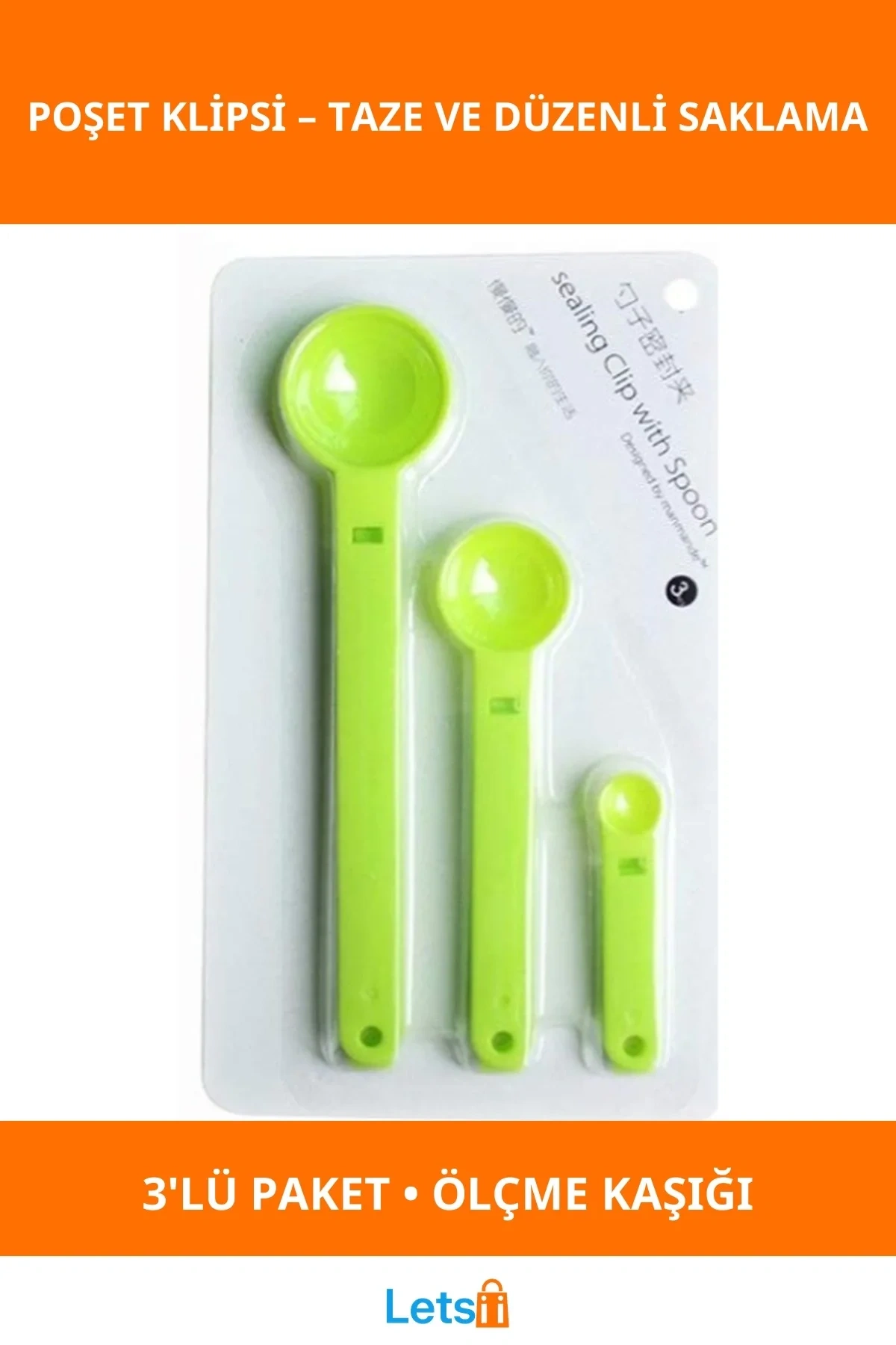 Çok Fonksiyonlu Ölçme Kaşıklı Poşet Klipsi 3lü Paket