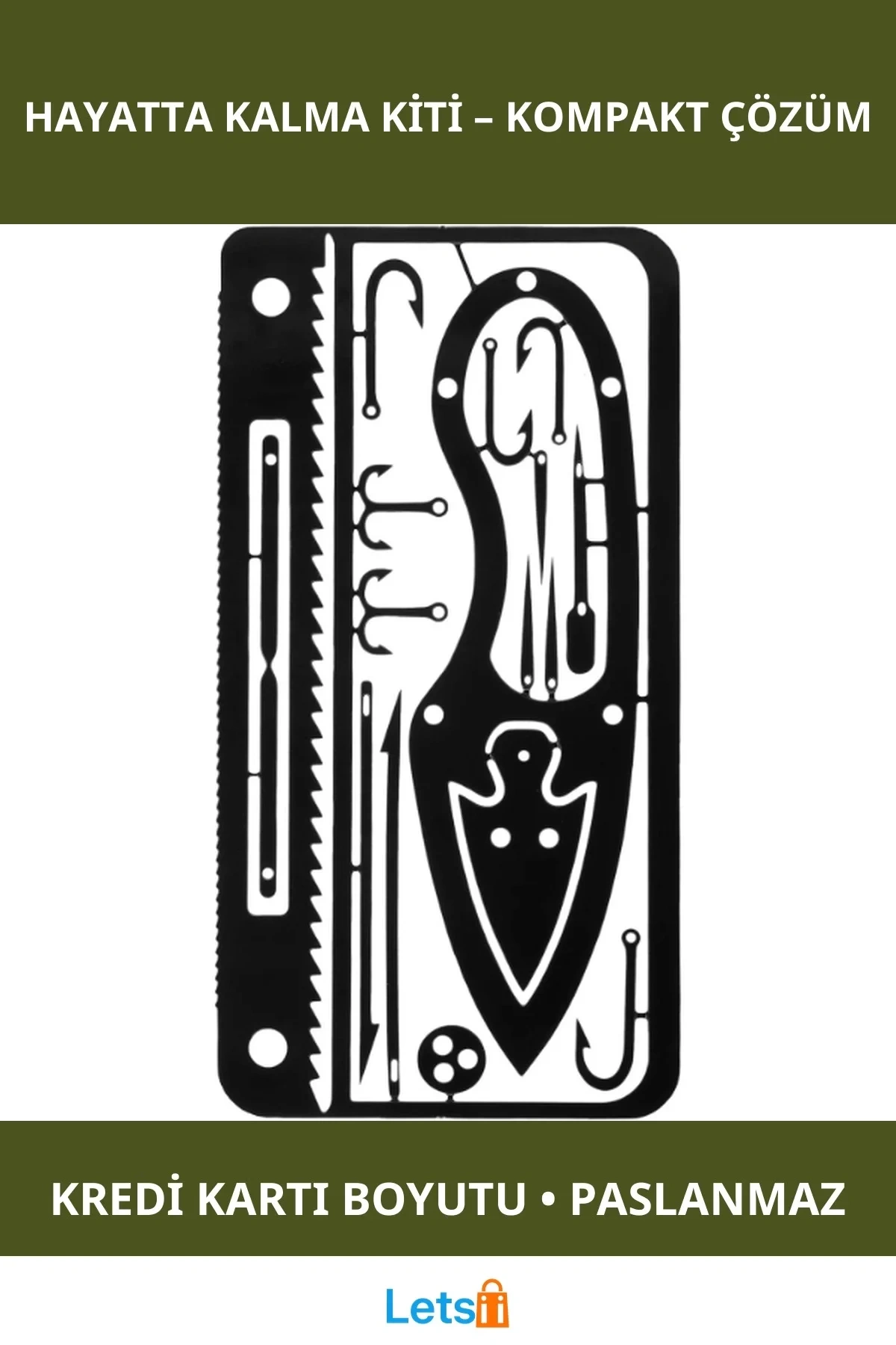 Çok Fonksiyonlu Paslanmaz Çelik Hayatta Kalma Balıkçı Kiti