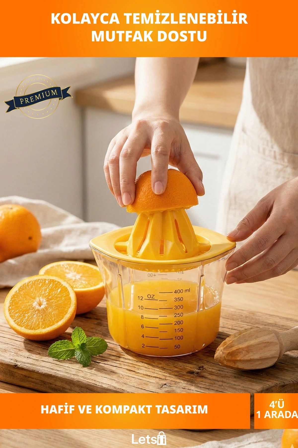 Çok Fonksiyonlu Rendeli Narenciye Sıkacağı Süzgeçli, Sağlam, Ergonomik