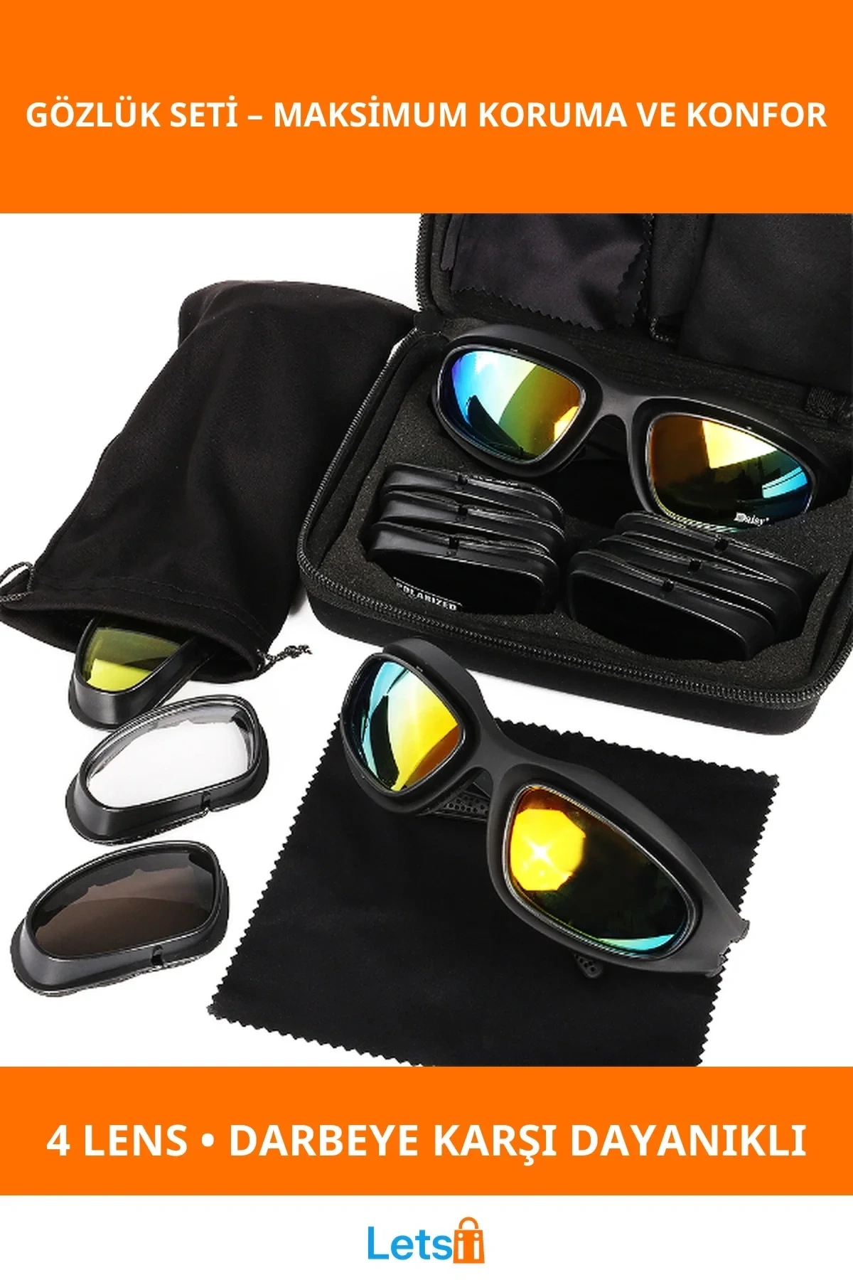 Çok Lensli Dayanıklı Taktik Gözlük UV Koruma ile Motosiklet ve Avcılık için İdeal