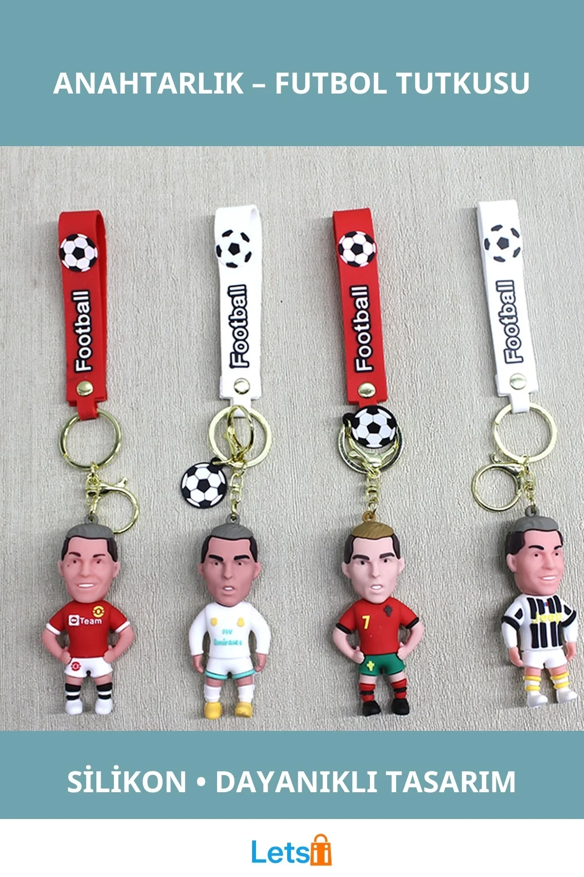 Cristiano Ronaldo Silikon Anahtarlık Sevimli Futbol Figürü