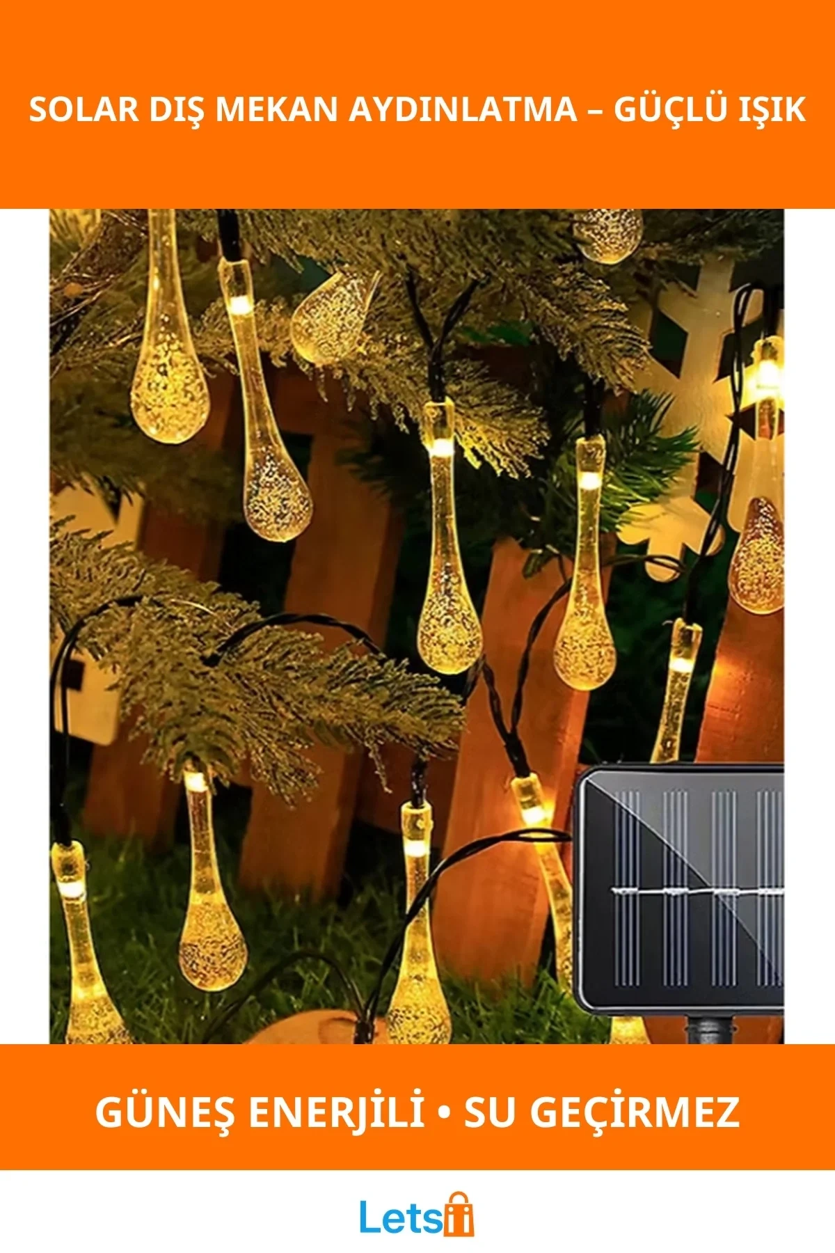 Damla Tasarımlı Suya Dayanıklı Solar Dış Mekan Aydınlatma