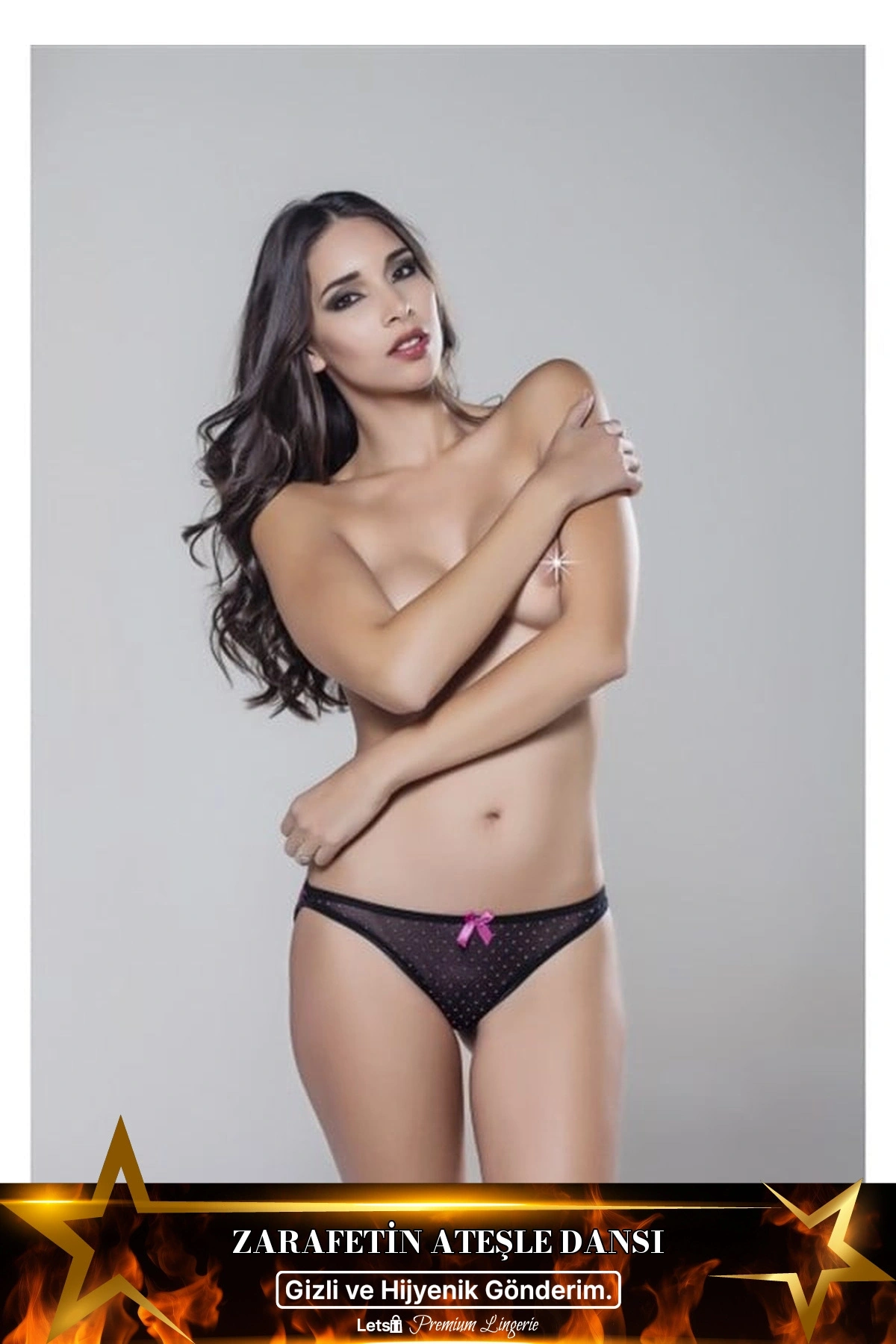 Dantel Detaylı İnce String Siyah Renk