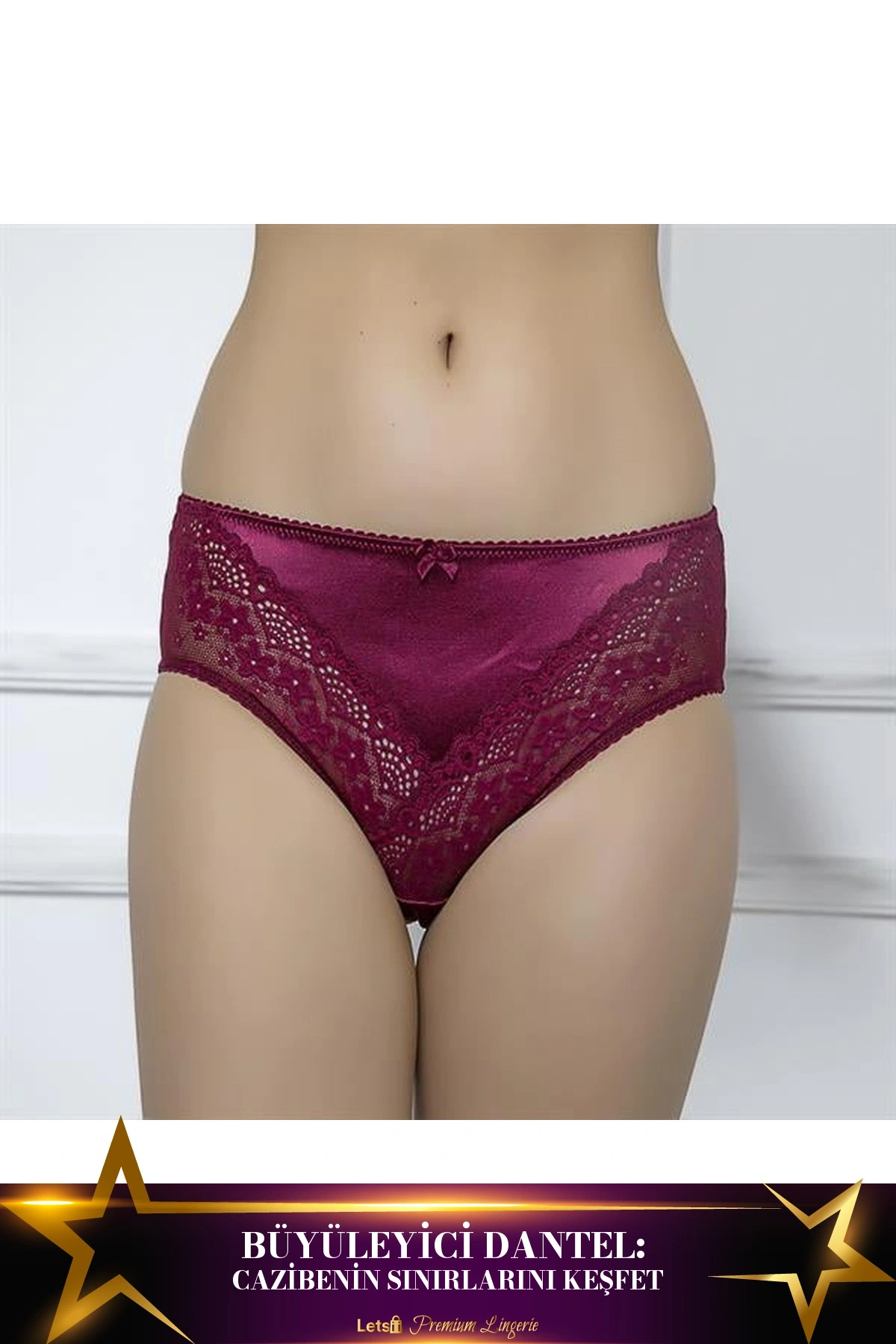 Dantel Detaylı Kadın Slip Külot Bordo Renk