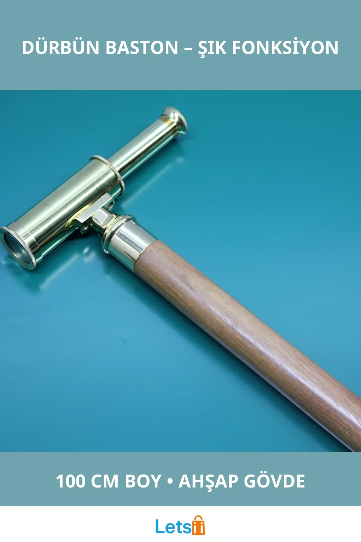 Dayanıklı Ahşap Pirinç Dürbün Baston 100 cm