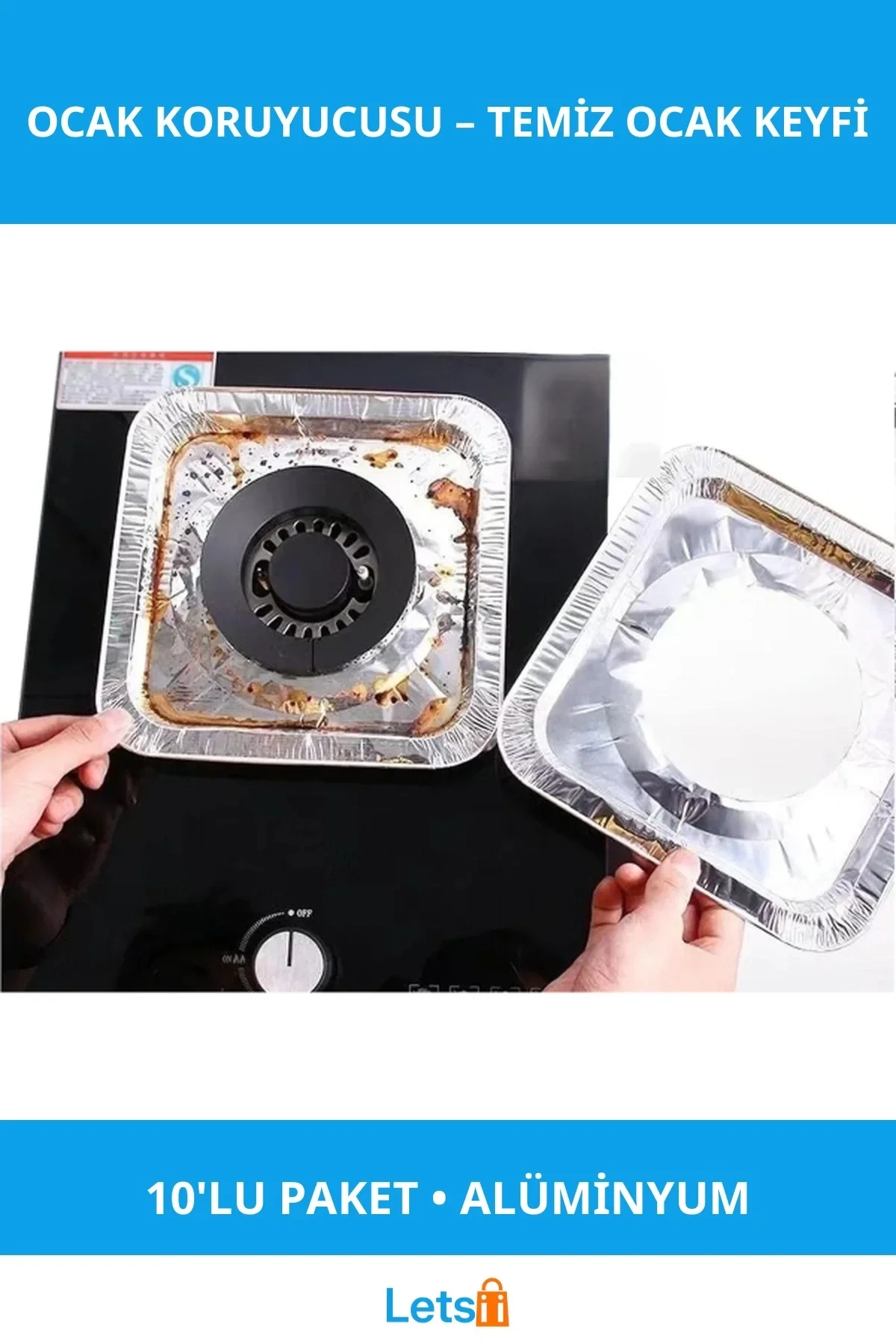 Dayanıklı Alüminyum Folyo Ocak Koruyucu 10lu Paket