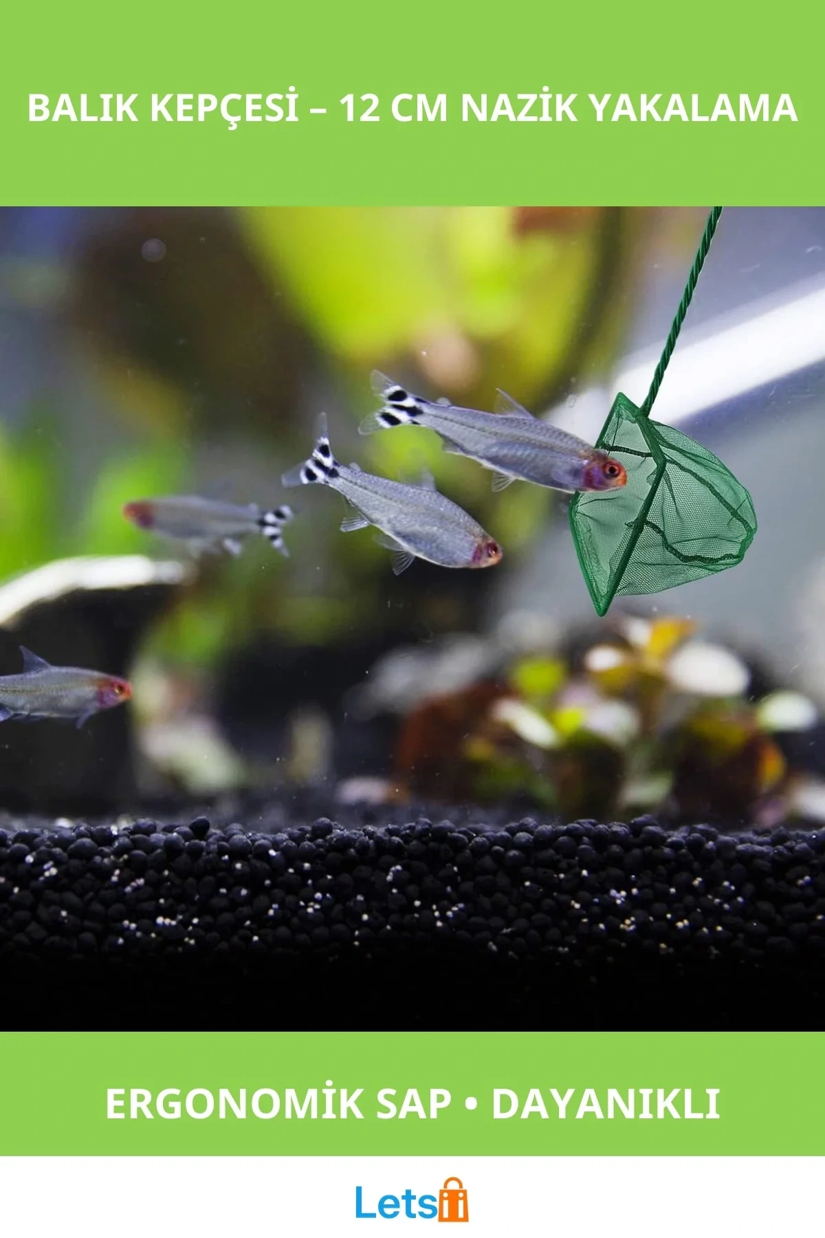 Dayanıklı Ergonomik Akvaryum Balık Kepçesi 12 cm