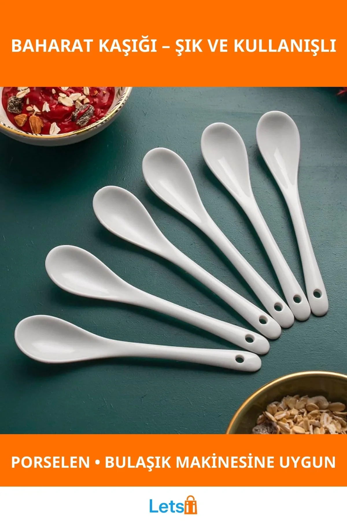 Dayanıklı Ergonomik Porselen Baharat Kaşığı 1 Adet