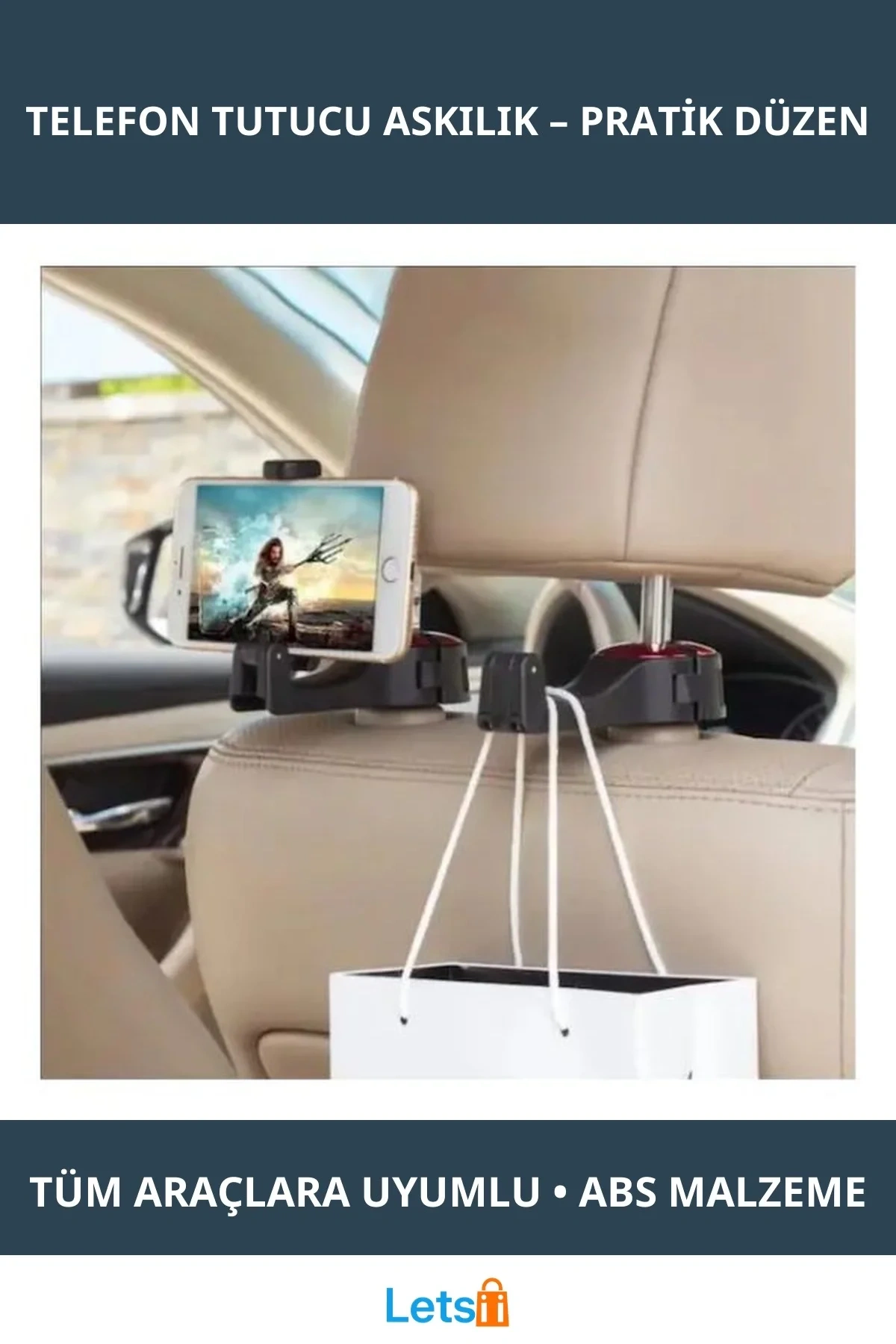 Dayanıklı Koltuk Arkası Telefon Tutucu Askılık Pratik Kullanım