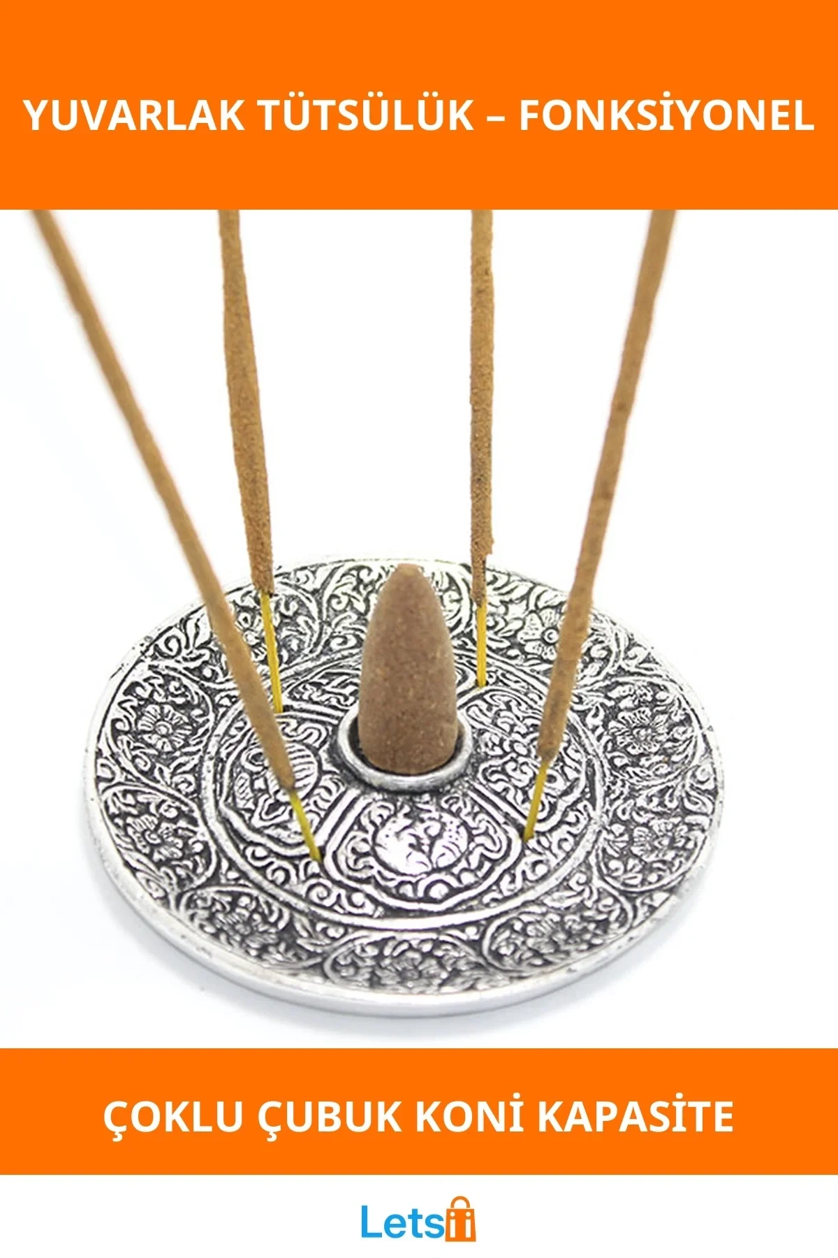 Dayanıklı Metal Yuvarlak Tütsülük Şık Tasarım Meditasyon ve Aromaterapi İçin