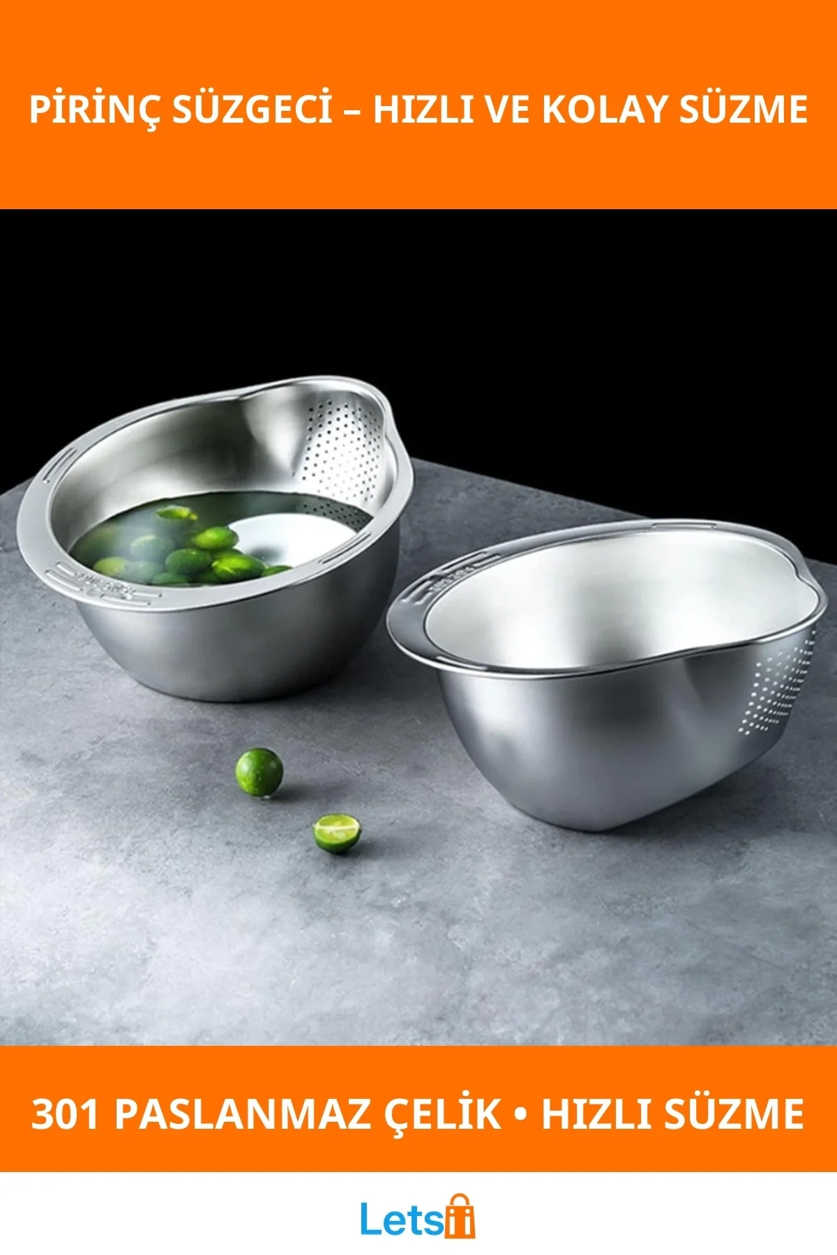 Dayanıklı Paslanmaz Çelik Pirinç Süzgeci