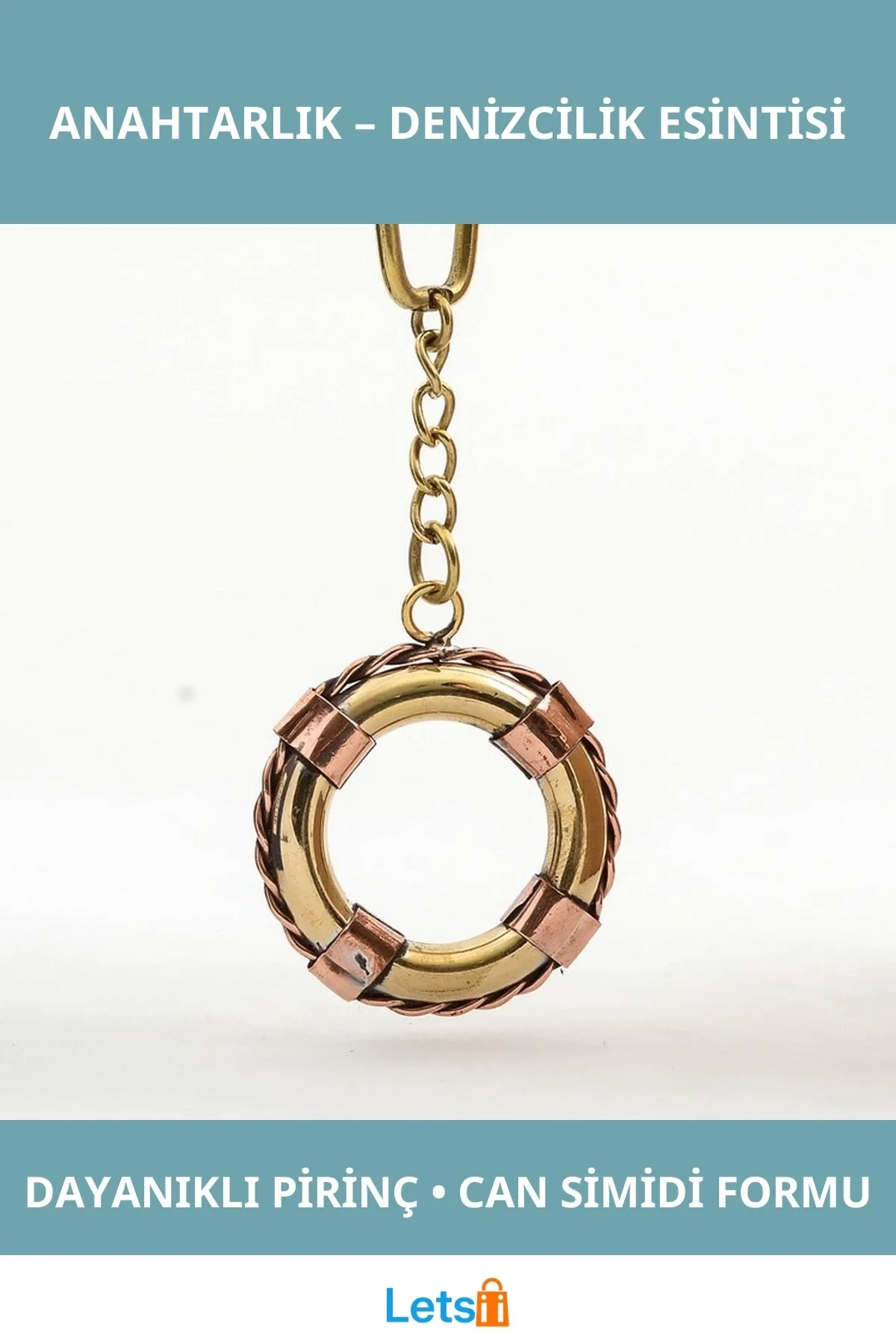 Dayanıklı Pirinç Anahtarlık Klasik Denizcilik Temasıyla 1 Adet