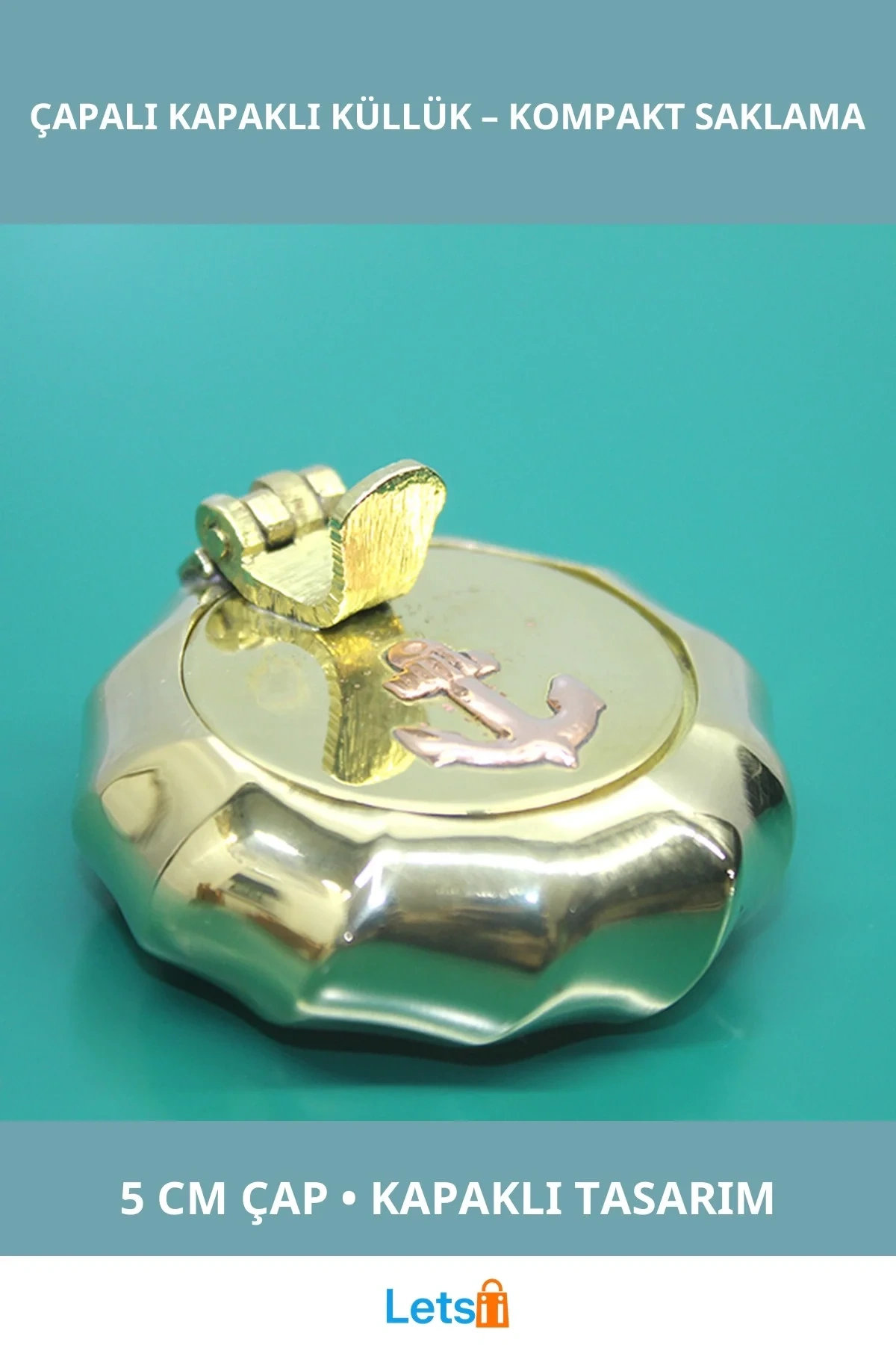 Dayanıklı Pirinç Çapalı Kapaklı Küllük 5 Cm