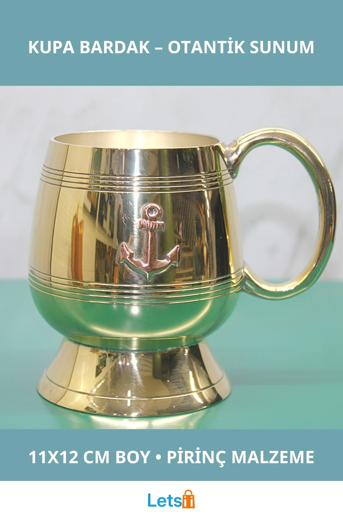 Dayanıklı Pirinç Çapalı Kupa Bardak 11x12 cm