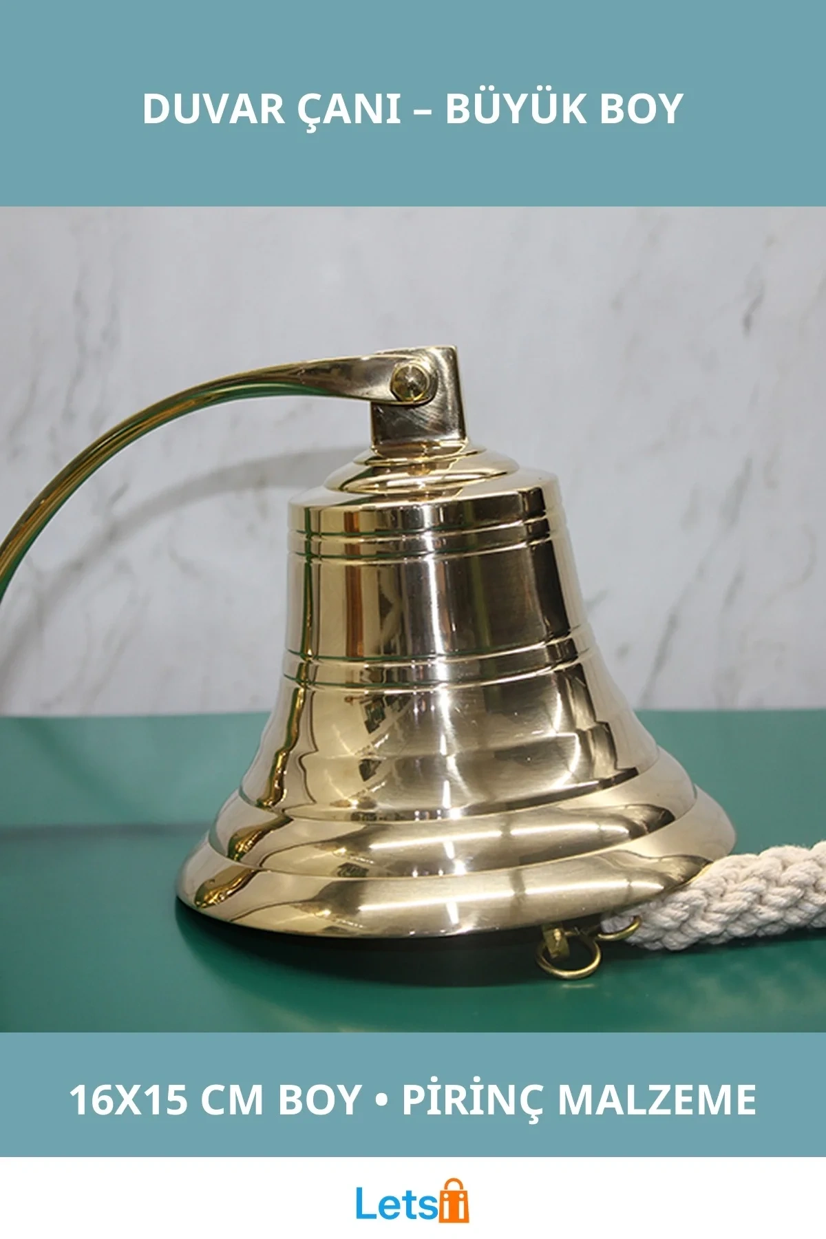 Dayanıklı Pirinç Duvara Asmalı Büyük Boy Çan