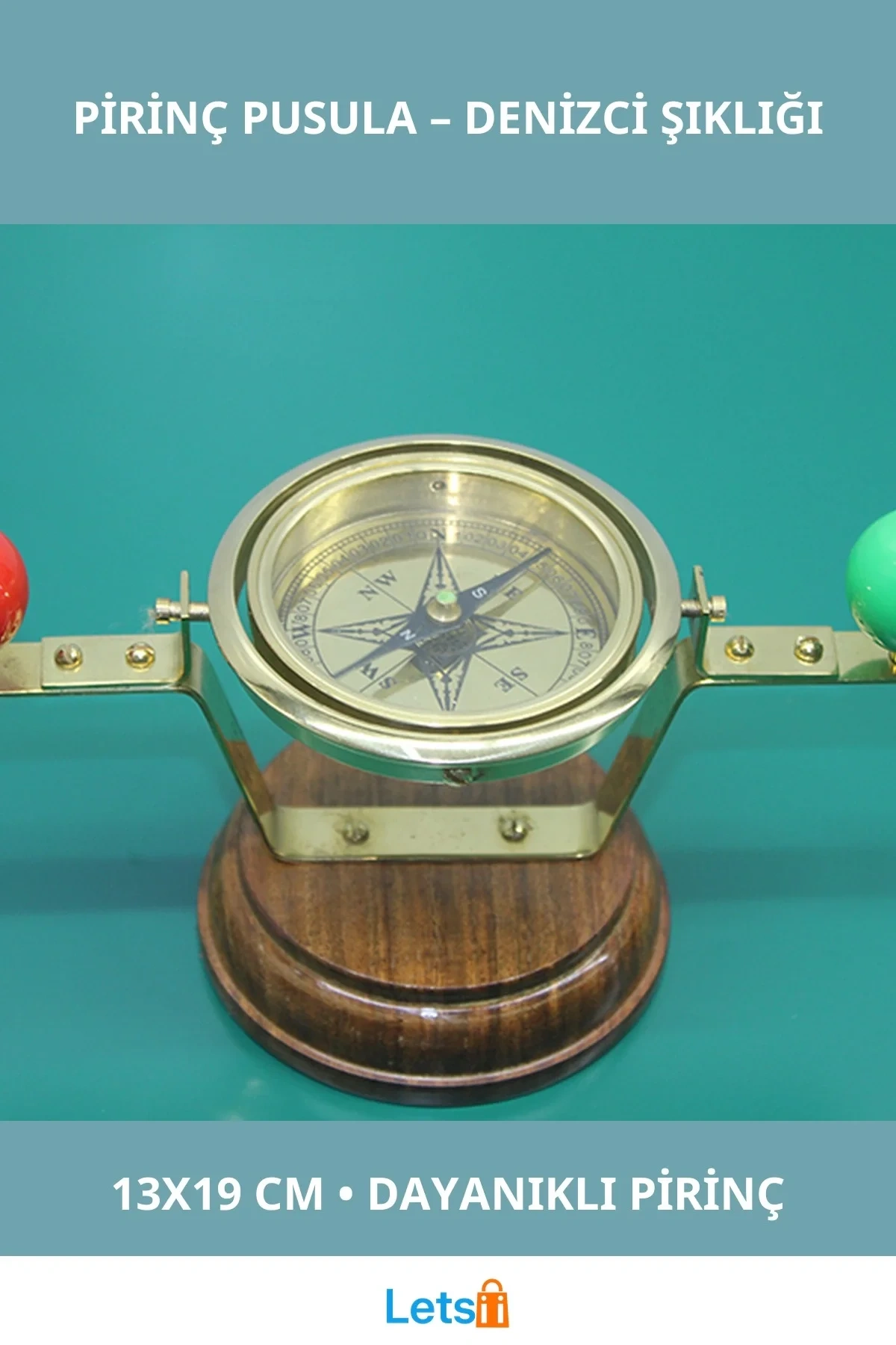 Dayanıklı Pirinç Masa Üstü Filika Pusulası 13x19 cm