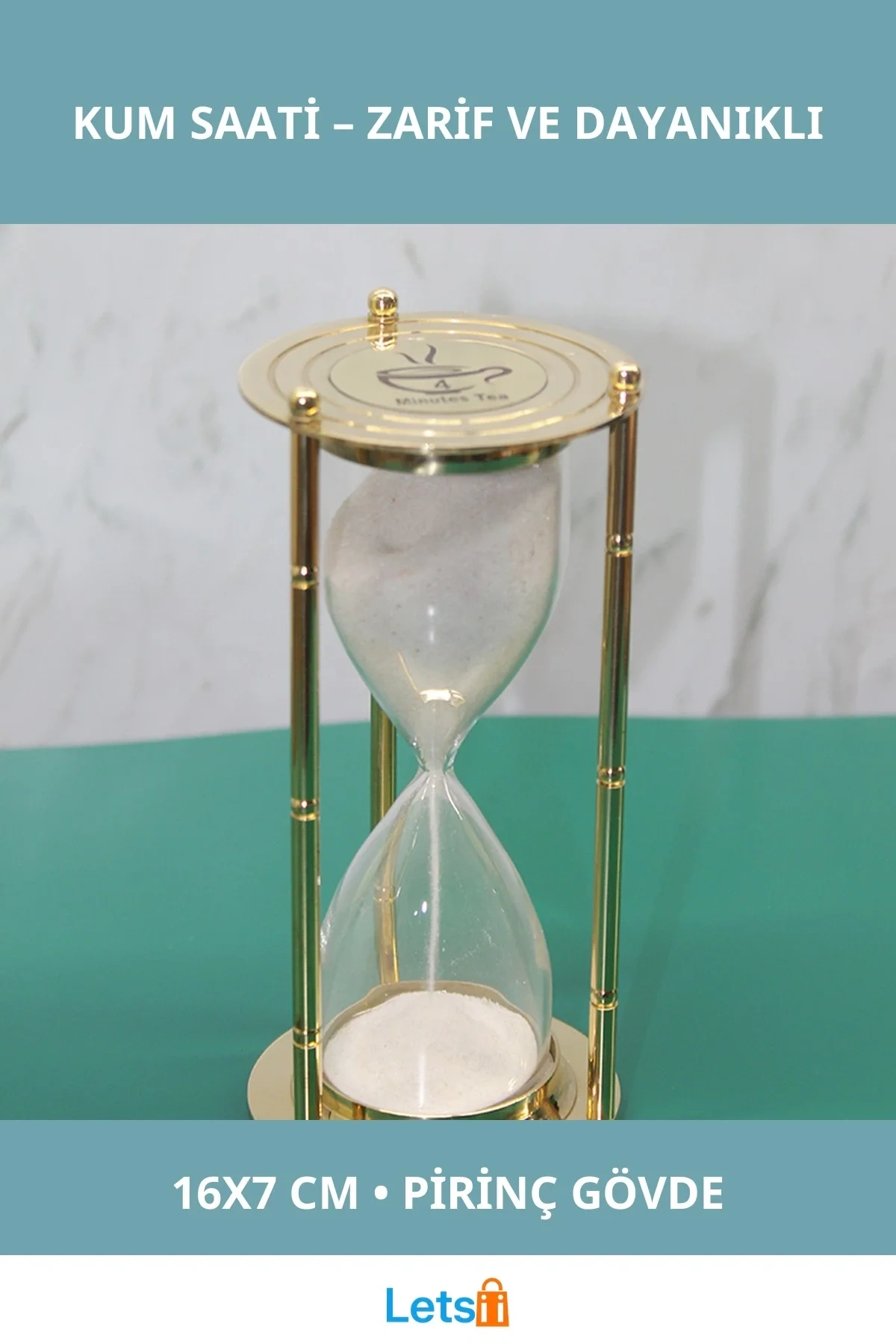 Dayanıklı Pirinç Tasarımlı Dekoratif Kum Saati 16x7 cm