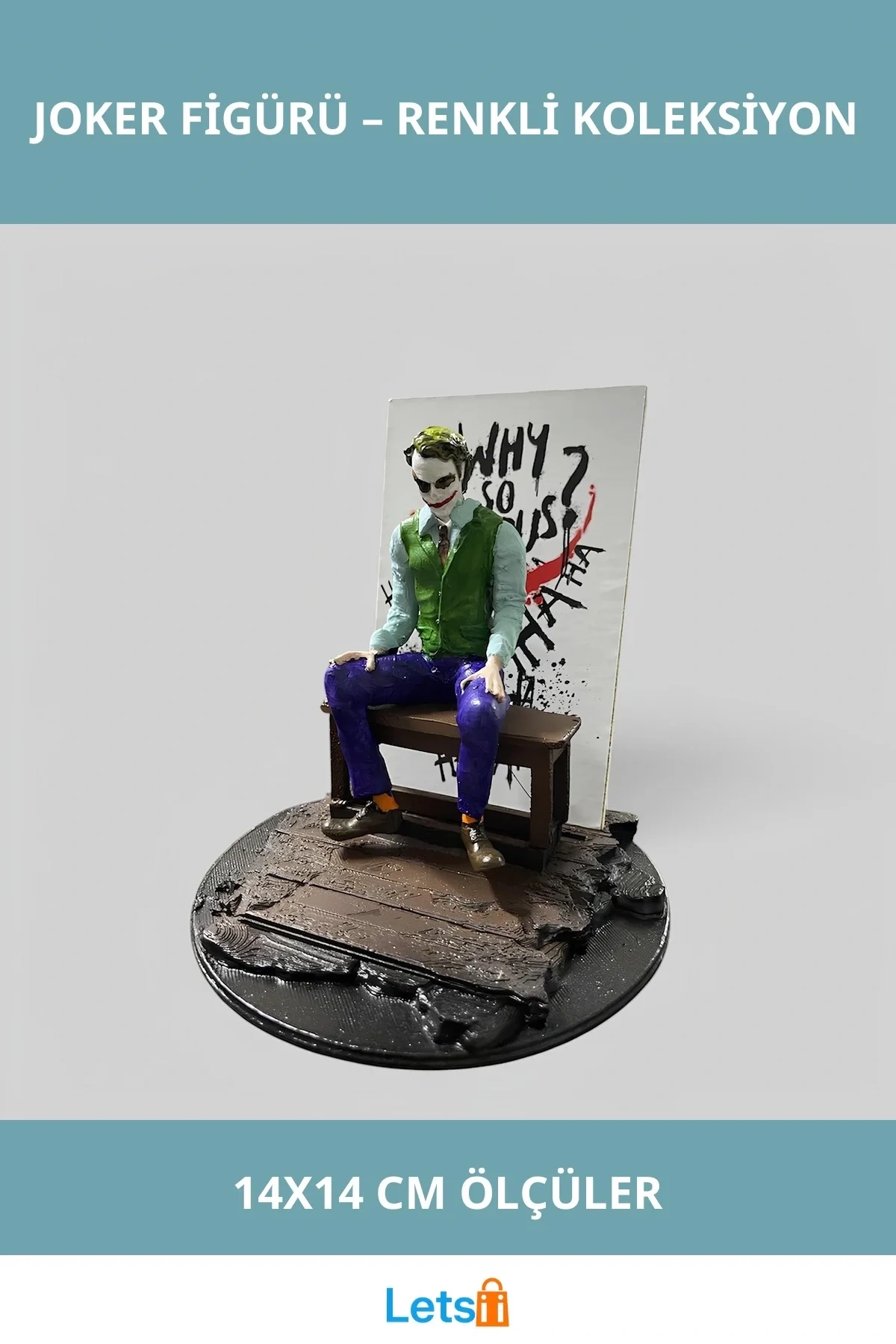 Dayanıklı Polyester Joker Figürü 14x14 cm Dekoratif Parça
