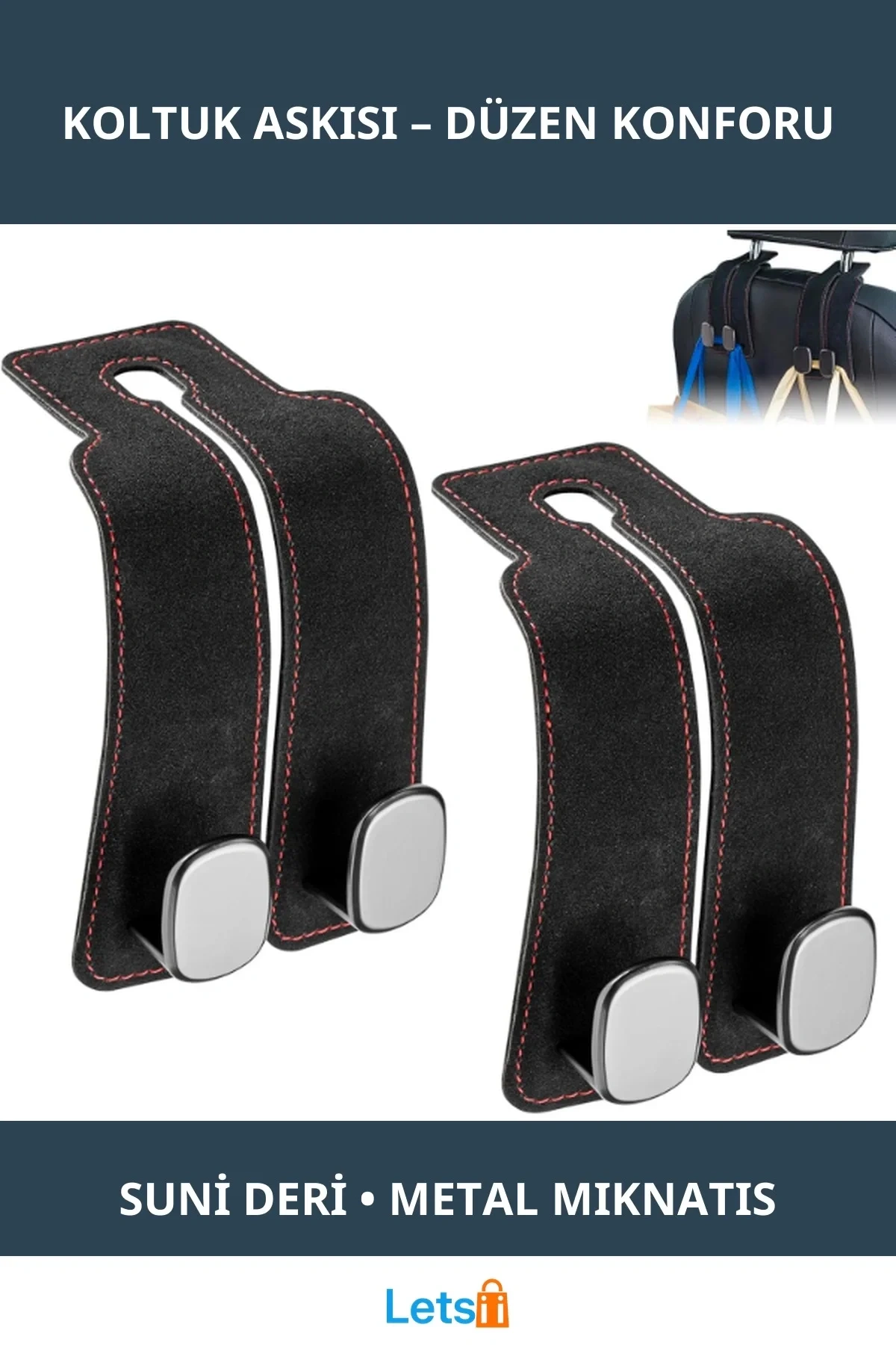 Dayanıklı Suni Deri Araç Koltuk Askısı Mıknatıslı Kanca