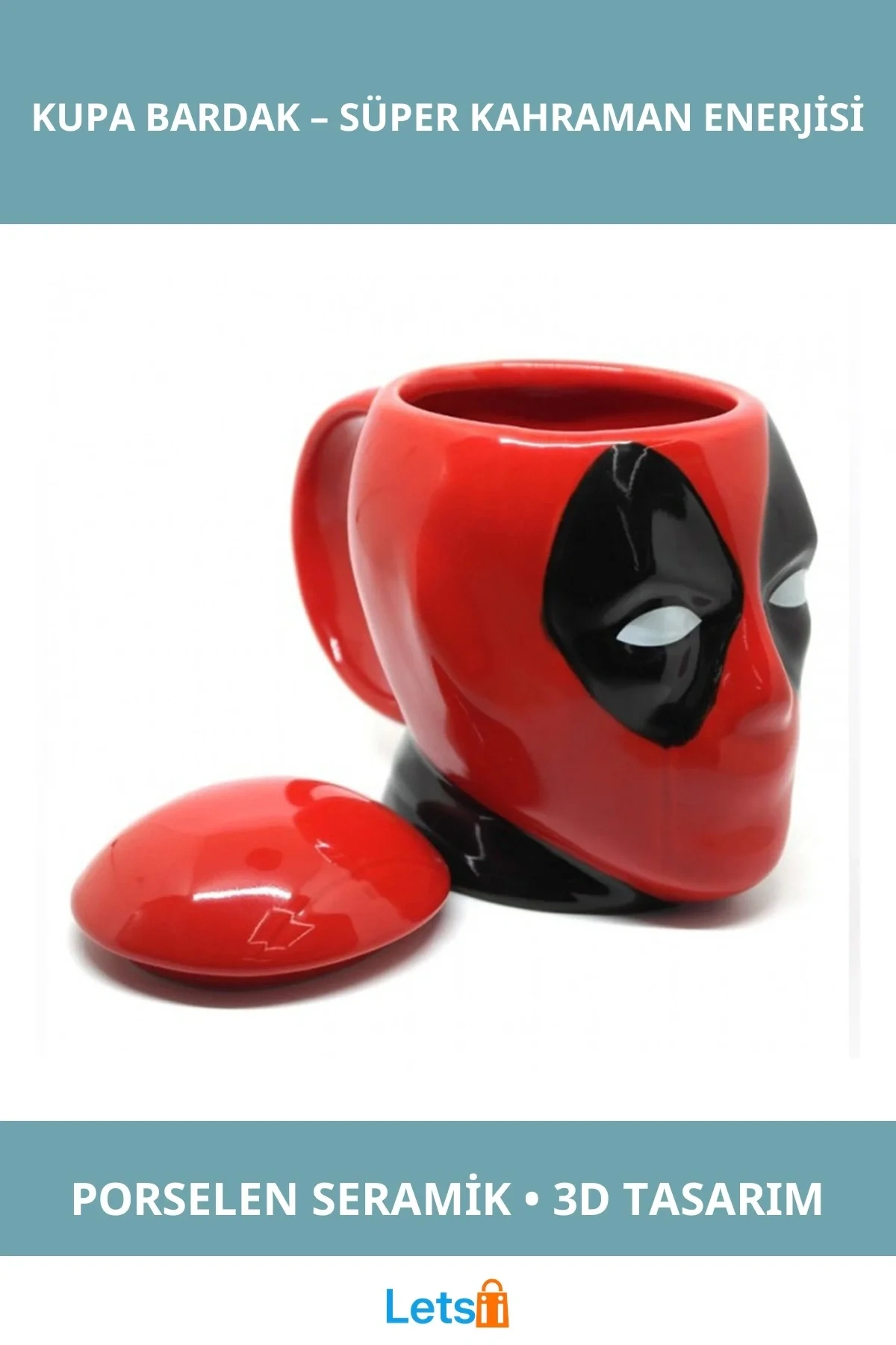Deadpool 3D Kupa Bardak 600ml Seramik Süper Kahraman