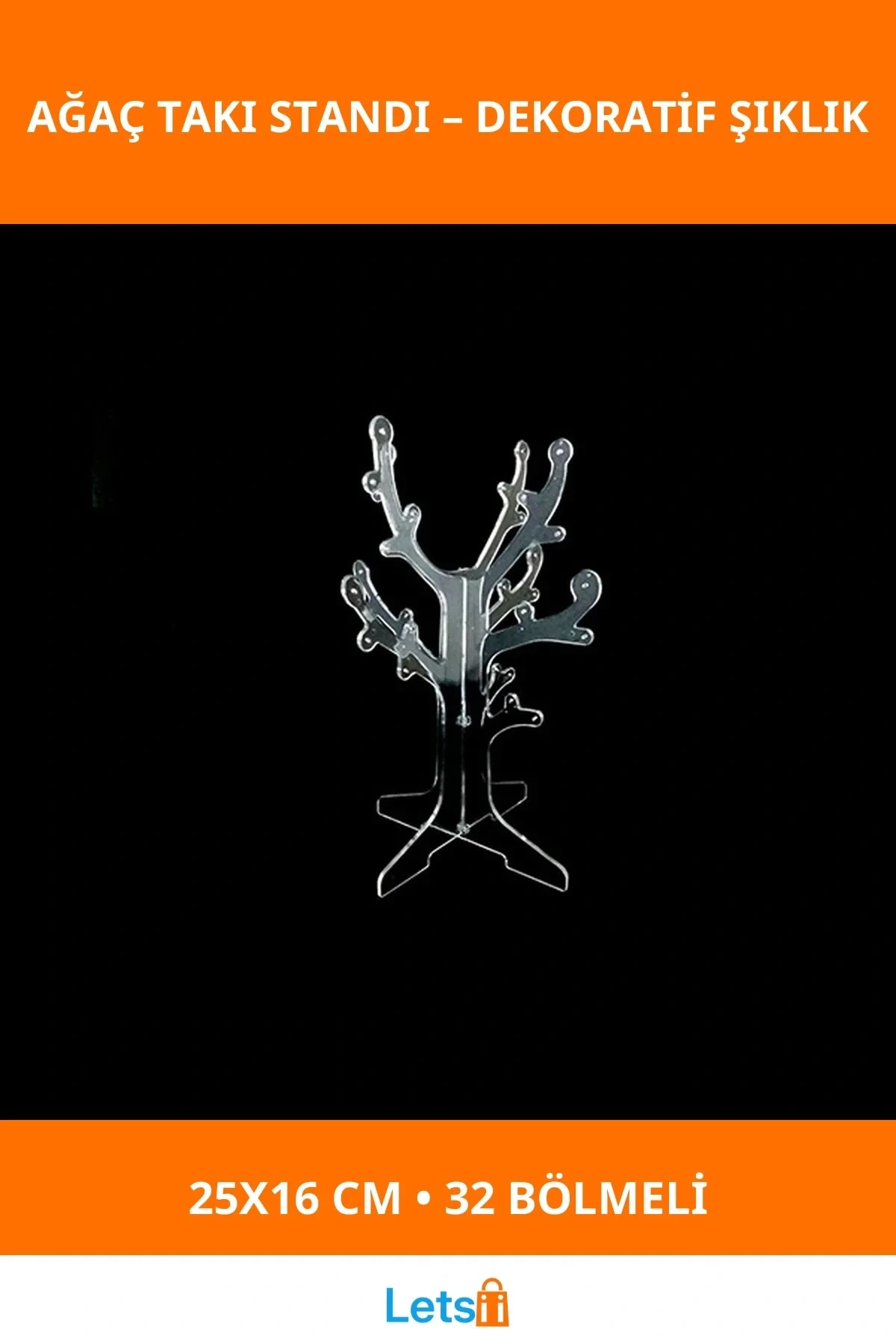 Dekoratif Ağaç Şeklinde Takı Standı 32 Deliği ile