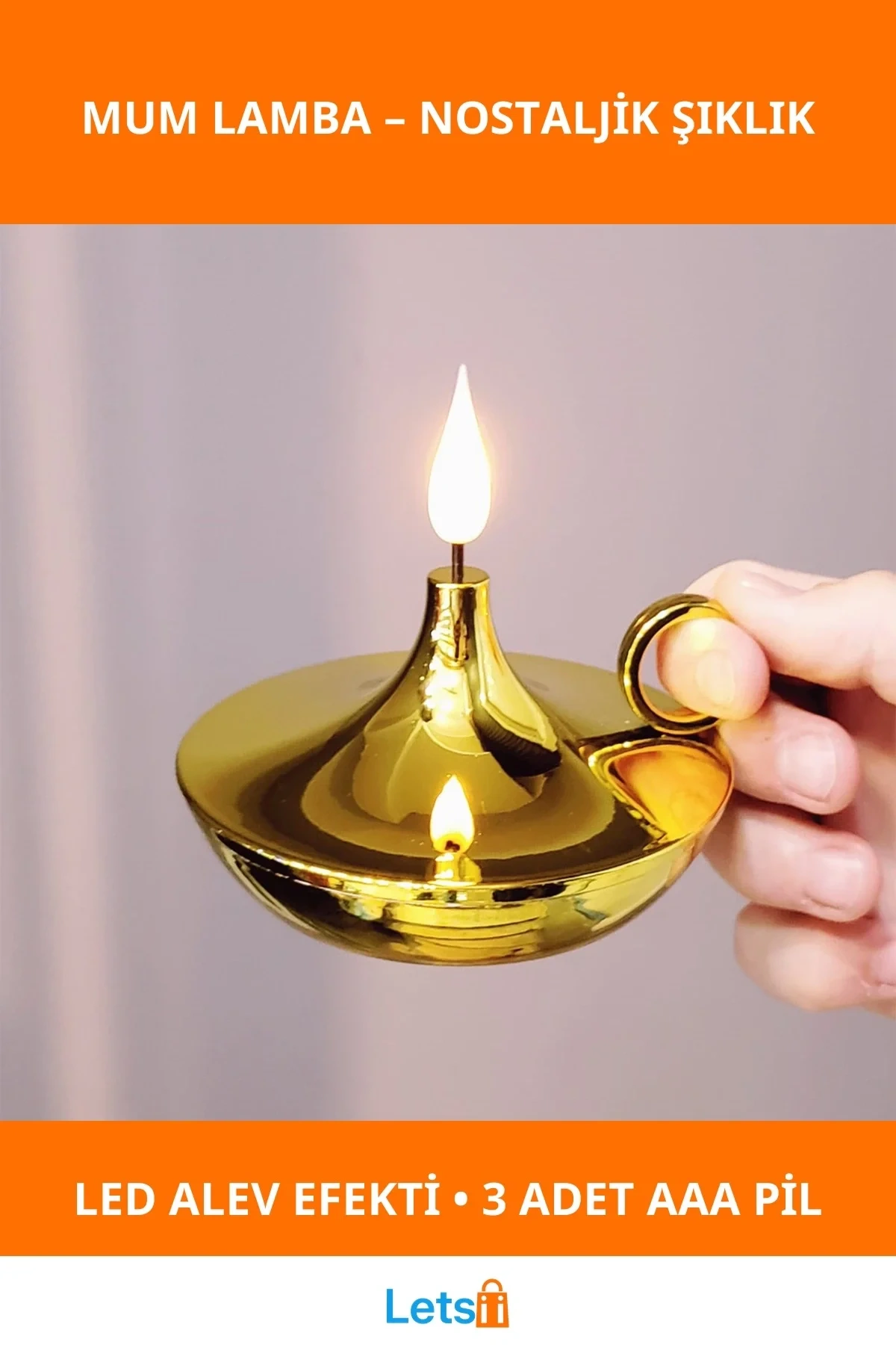 Dekoratif Gold Pilli Mum Lamba LED 11x11cm