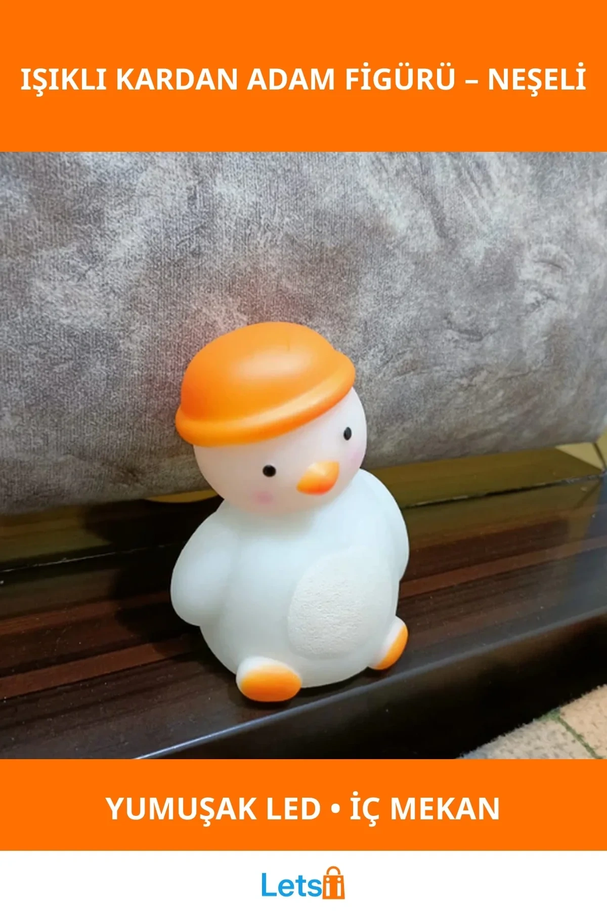 Dekoratif Işıklı Kardan Adam Figürü Yılbaşı Süsü