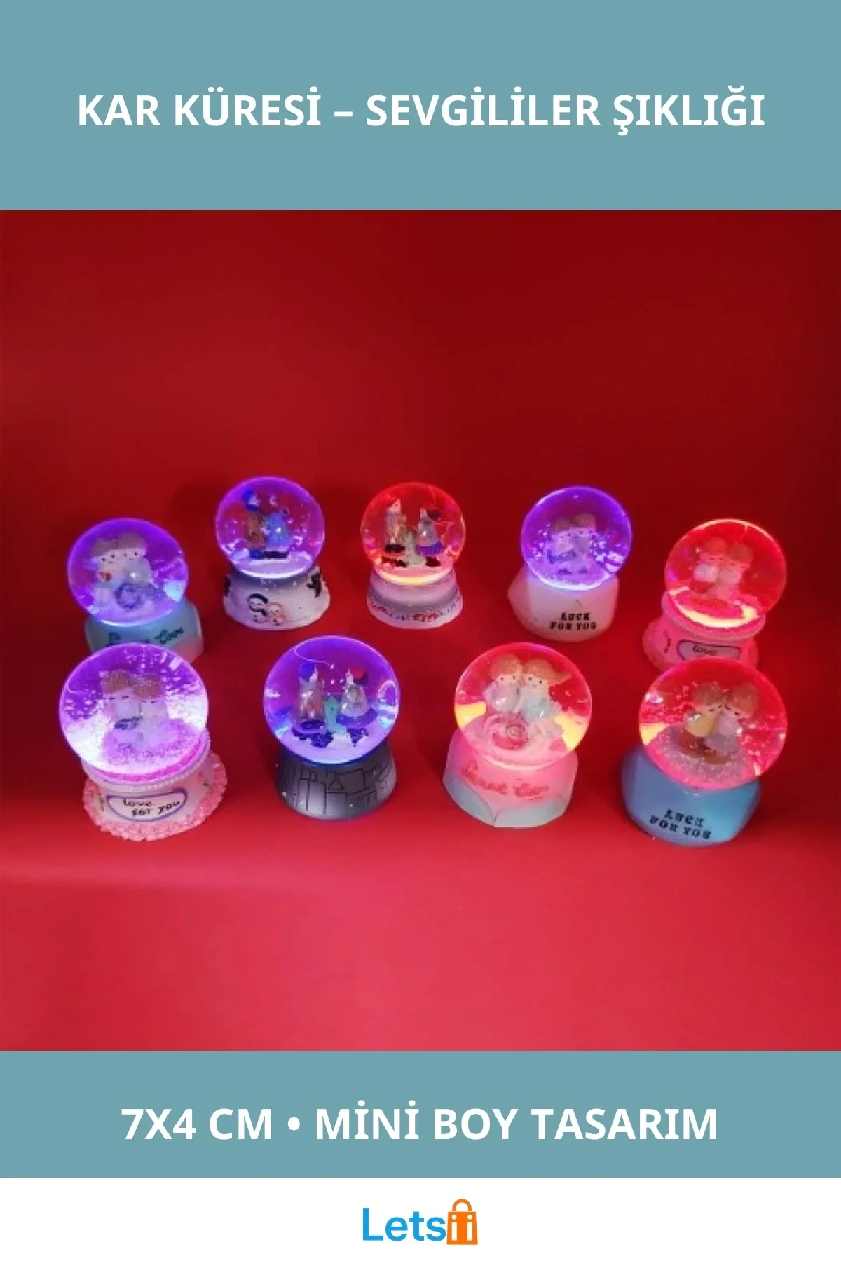 Dekoratif Mini Kar Küresi 7x4 cm Sevgililer ve Yılbaşı Hediyesi