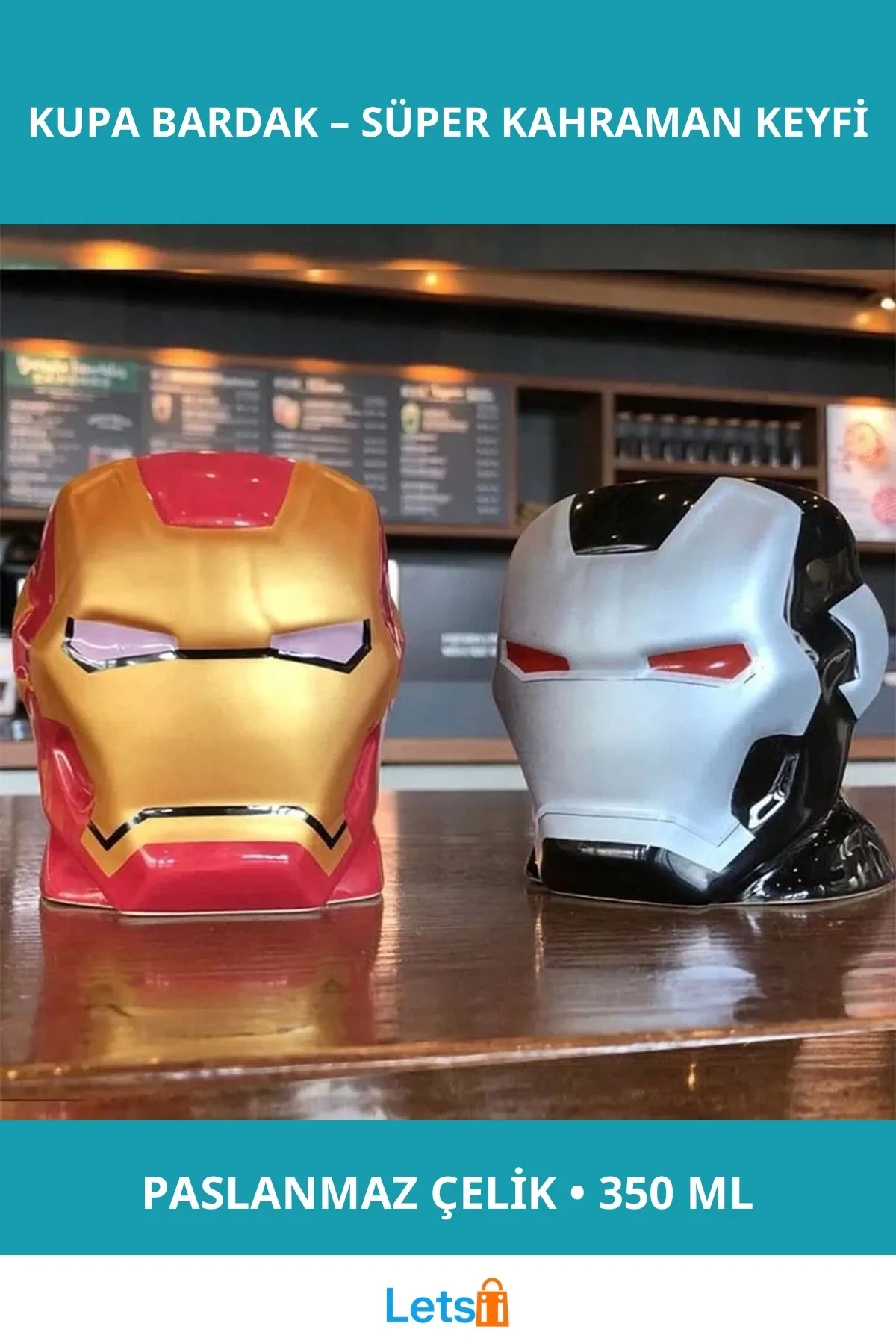 Demir Adam Temalı Paslanmaz Çelik Kupa Bardak