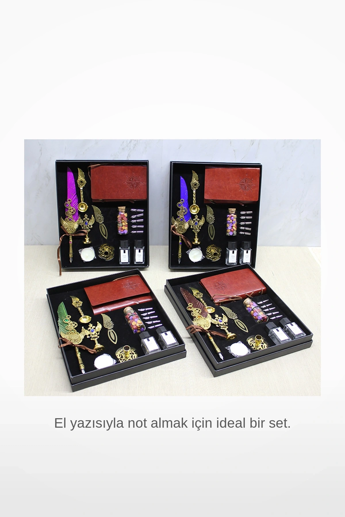 Deri Defterli Divit Kalem Hokka Mühür Seti Hat Sanatı ve Nostaljik Yazı Seti