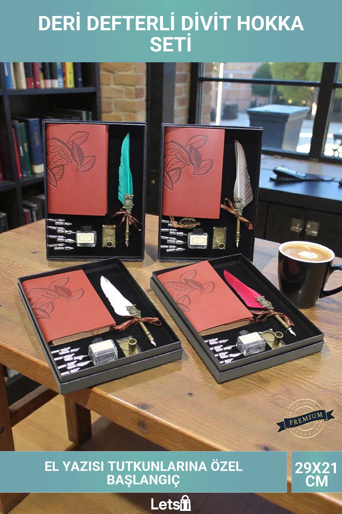 Deri Defterli Divit Kalem Hokka Seti Nostaljik Yazı Seti
