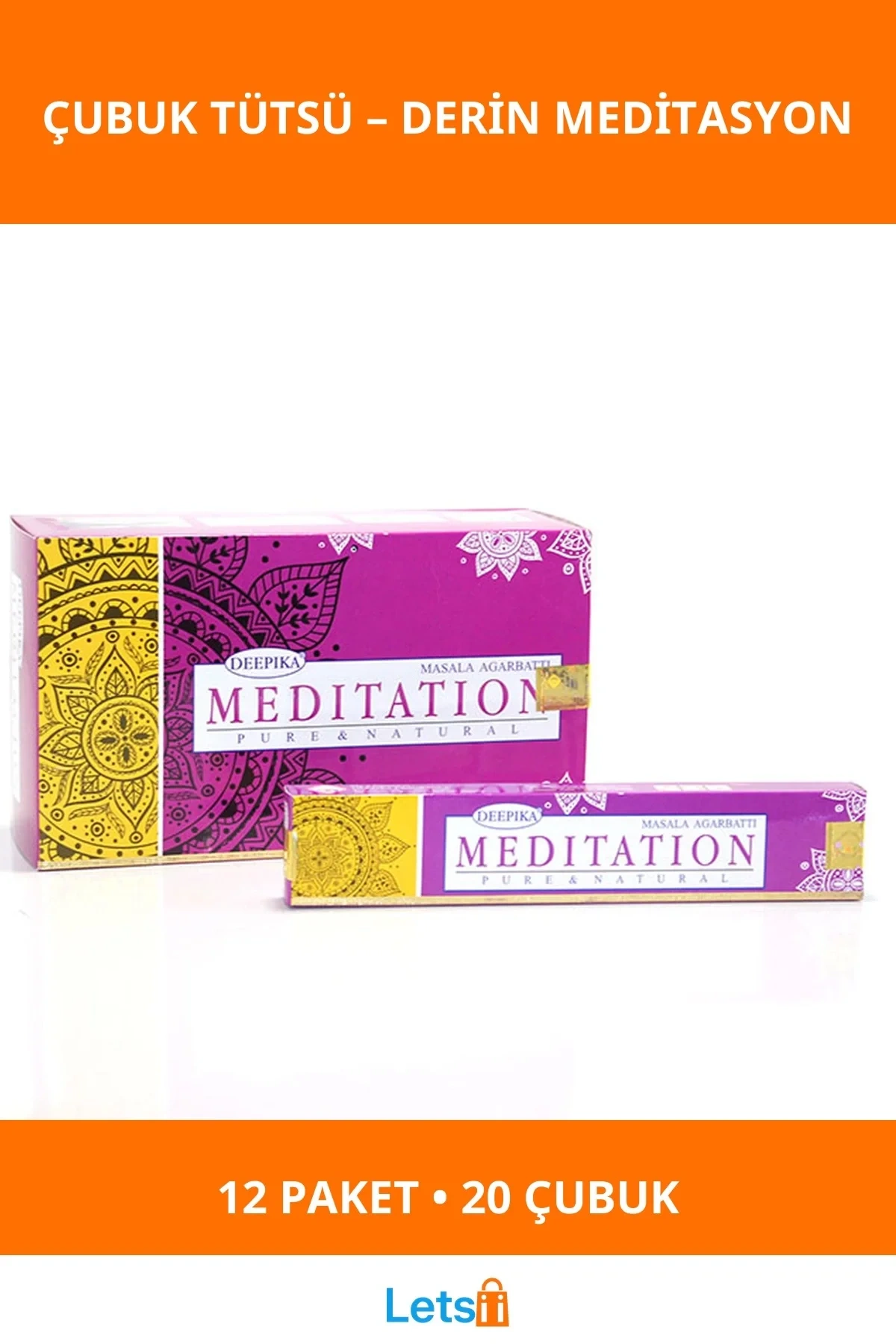 Derin Rahatlama için Meditasyon Aromalı Çubuk Tütsü 12 Paket 240 Adet