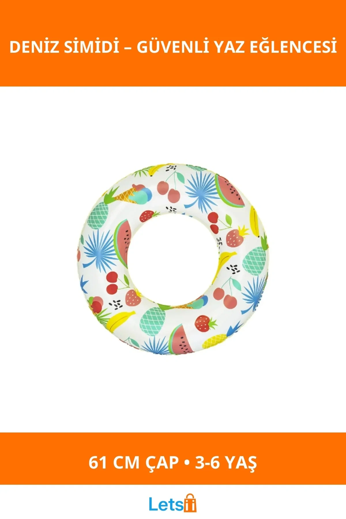 Desenli 61 cm Çocuk Deniz Simidi Yaz Temalı