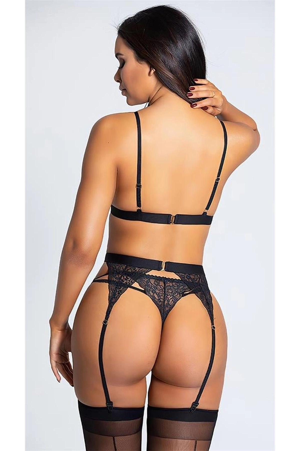 Desenli Dekolteli Fantezi Jartiyer Takımı Leopar Renk