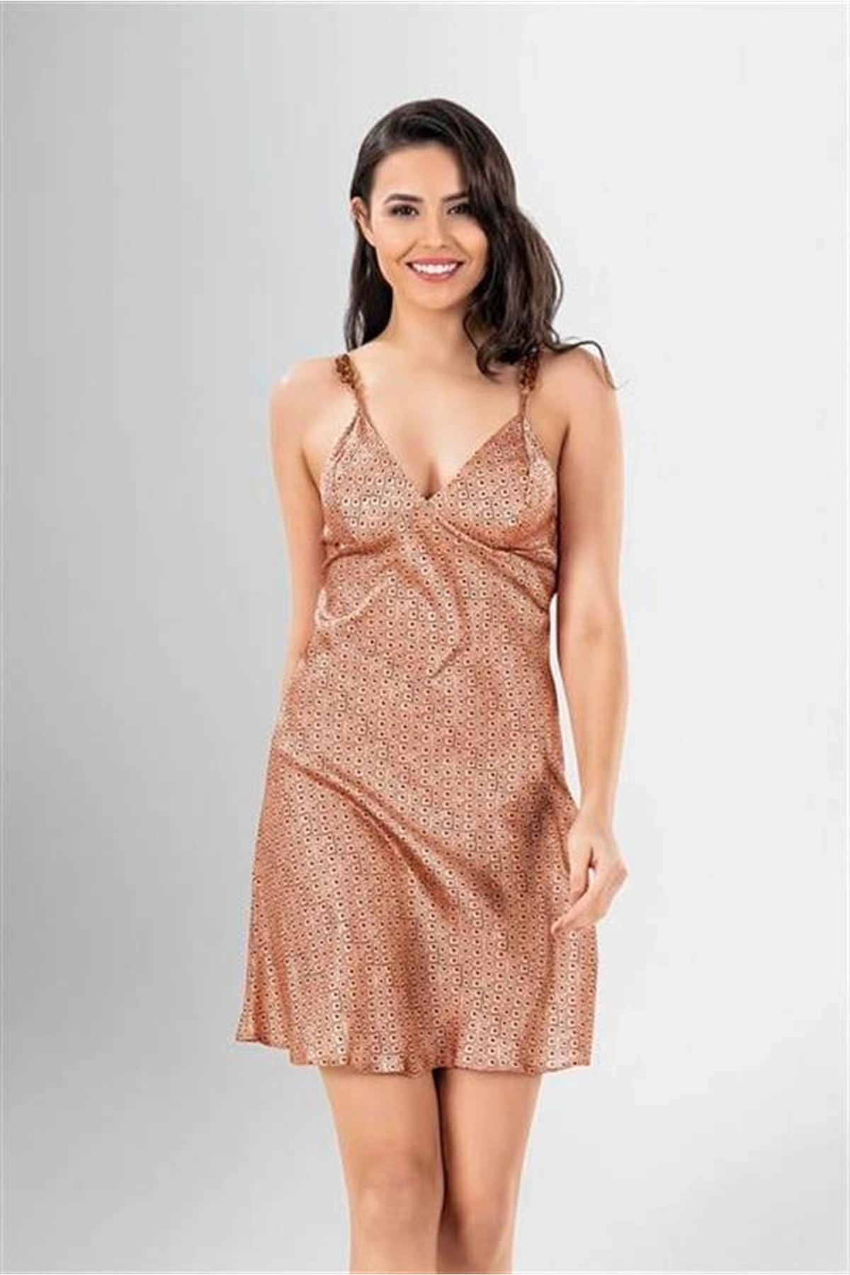 Desenli Kısa Sabahlık Ve Şort Takımı Standart Renk