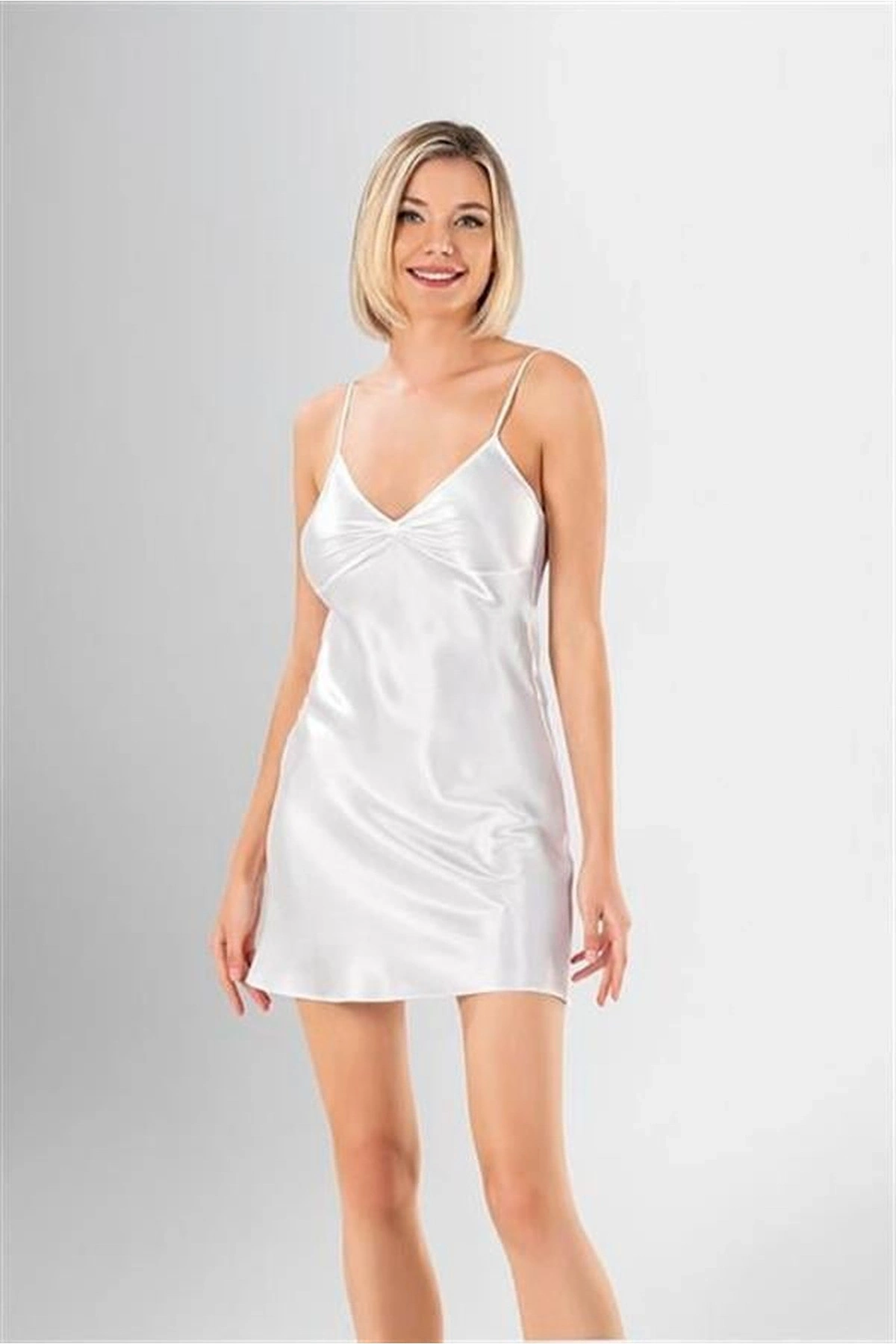 Desenli Saten Kısa Sabahlık Takımı Standart Renk